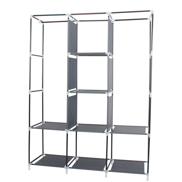 Neat Living Portable Wardrobe Closet Organizer, Cover, Shelves for Clothes, Gray - VMInnovations