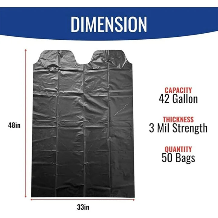 Generic 50 Count Contractor Trash Bags, Heavy-Duty Thick Garbage Sack, 42 Gallon - VMInnovations