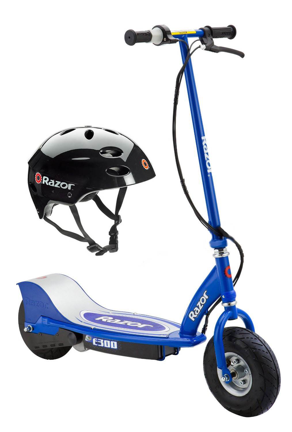 Razor E300 Electric 24 Volt Motorized Kids Scooter with Safety Helmet, Blue