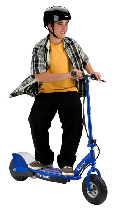 Razor E300 Electric 24 Volt Motorized Kids Scooter with Safety Helmet, Blue