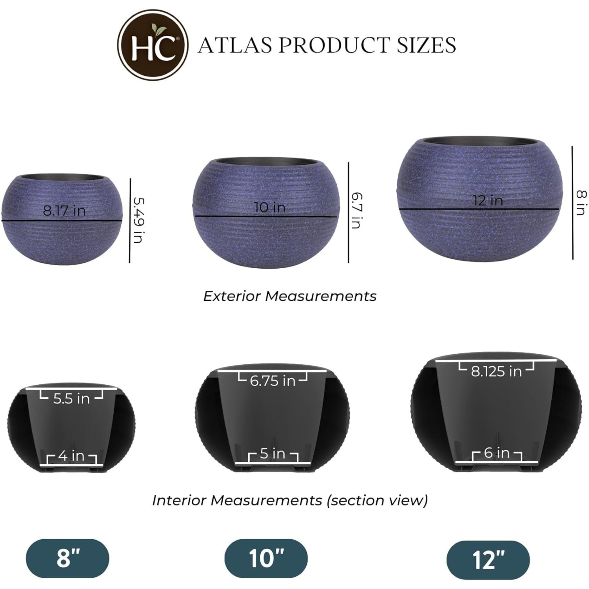 The HC Companies 12 Inch Atlas Sphere Planter, Round Plastic Plant Pot(Open Box) - VMInnovations