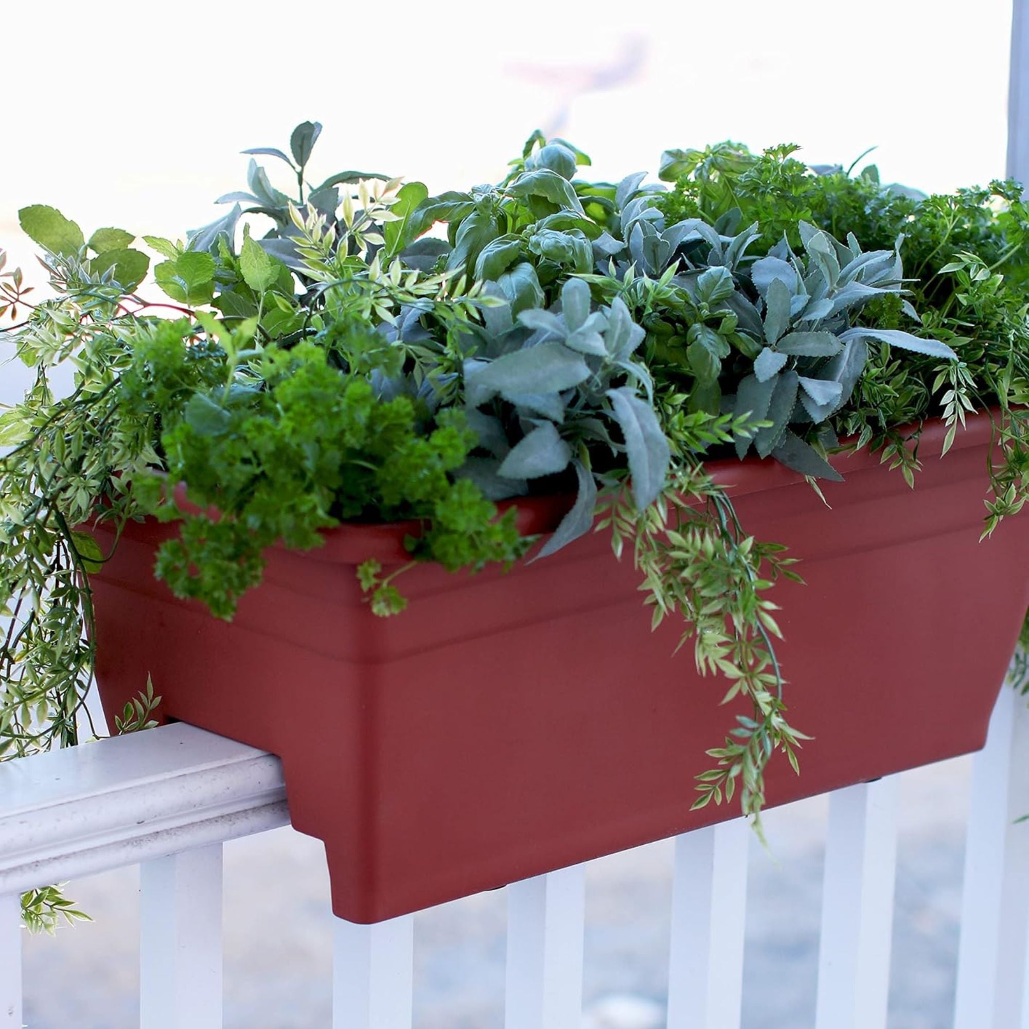 The HC Companies Railing Planter Box with Removable Drain Plugs, 24", (Open Box) - VMInnovations