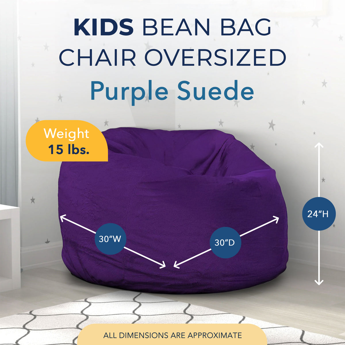 Ultimate Sack Kids Bean Bag Chair, Oversized Comfy Lounger, Purple (Open Box)