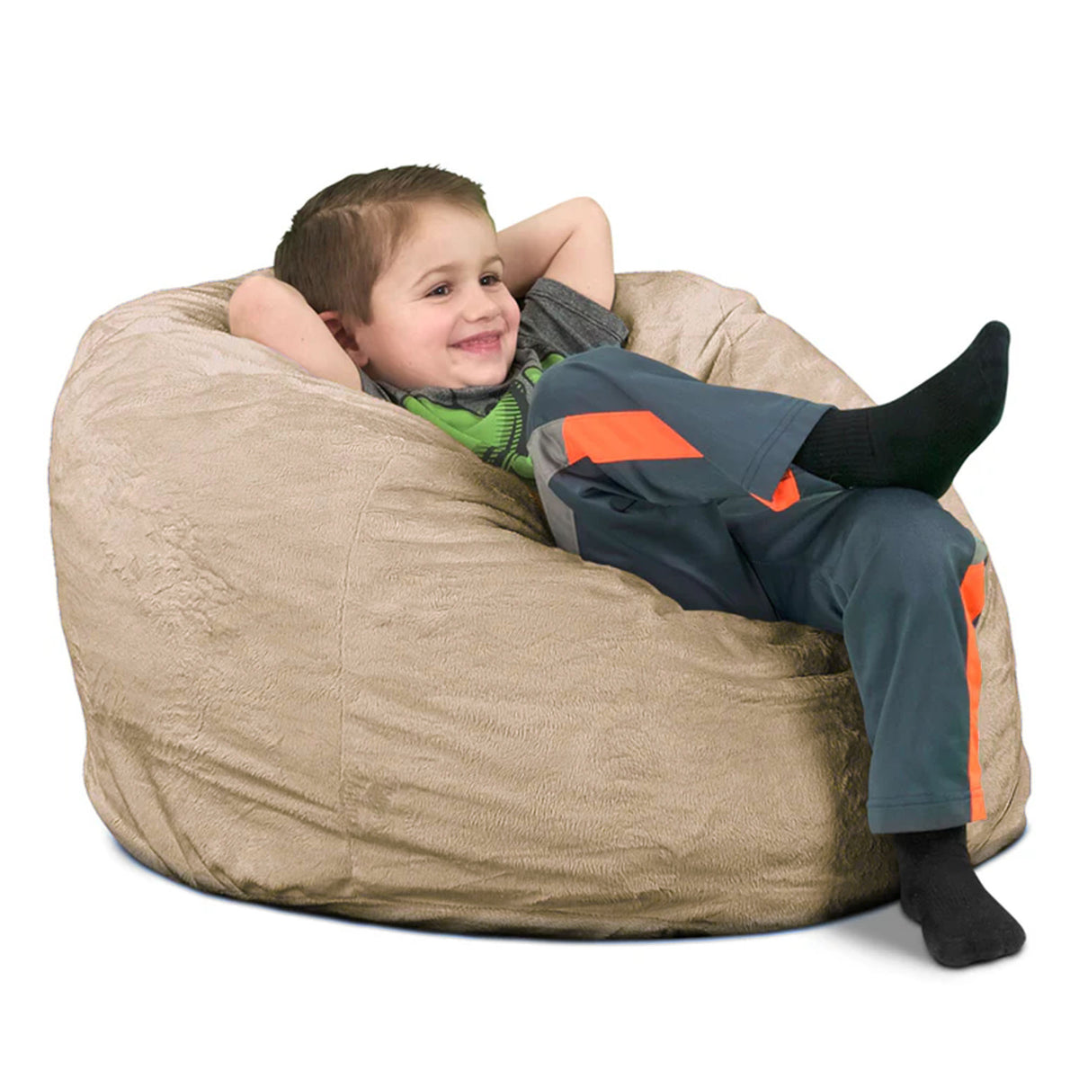 Ultimate Sack Kids Bean Bag Chair, Oversized Indoor Comfy Lounger, Camel Suede - VMInnovations