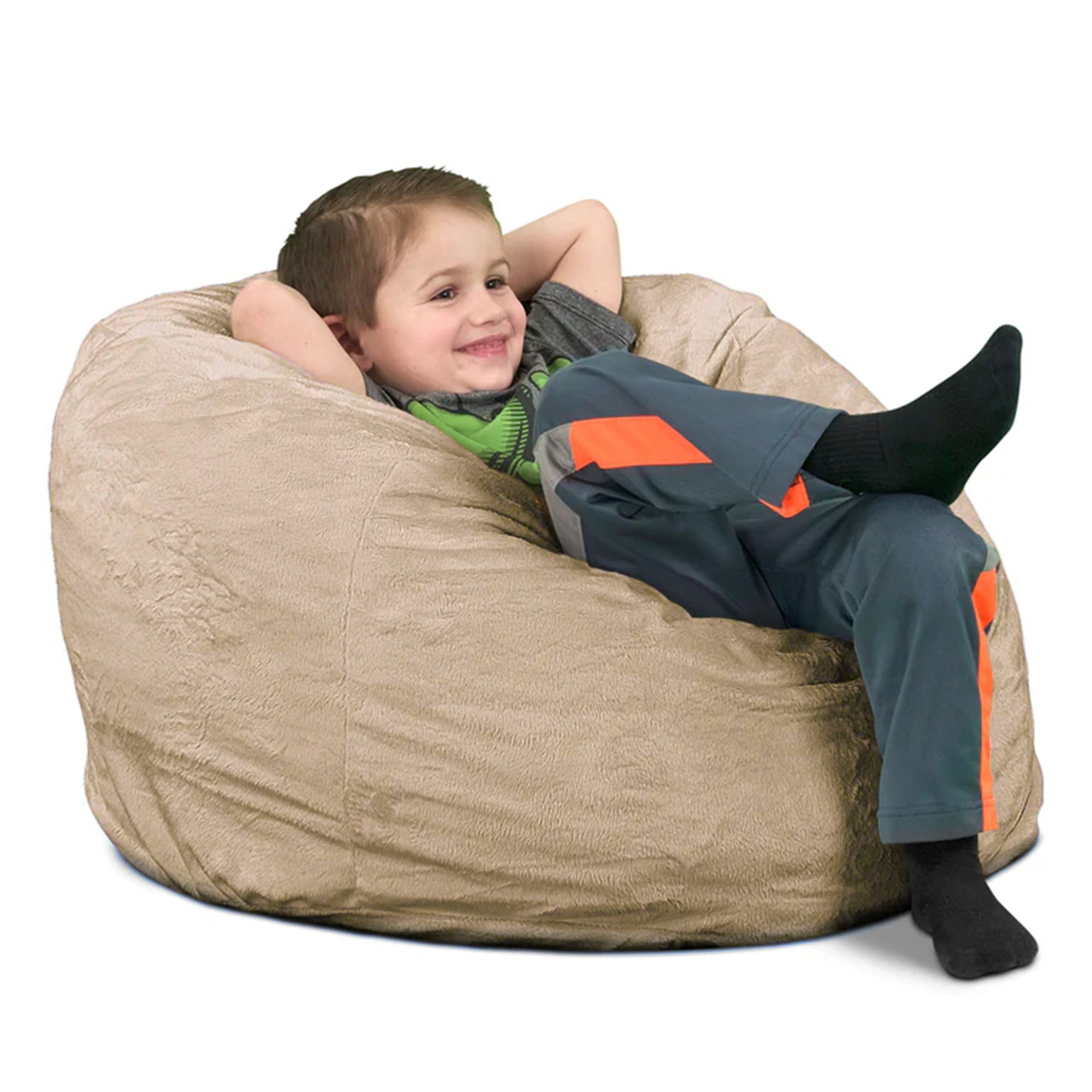 Ultimate Sack Kids Bean Bag Chair, Oversized Comfy Lounger, Camel (Open Box)