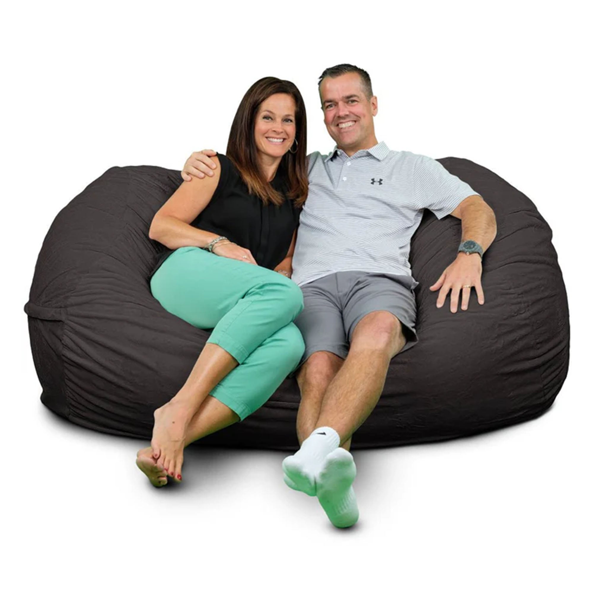 Ultimate Sack Lounger Bean Bag Chair Oversized Indoor Comfy Loveseat, Grey Suede - VMInnovations