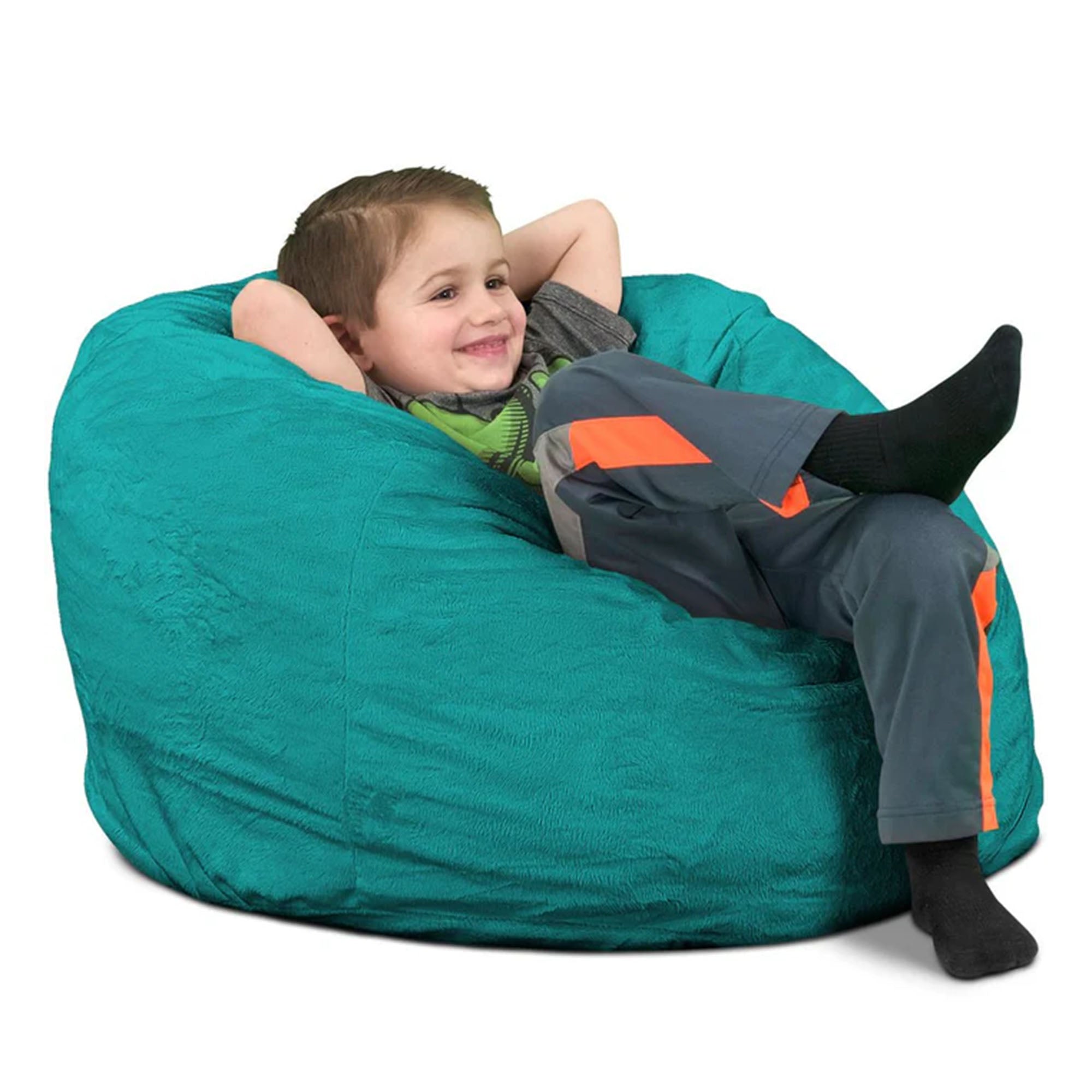 Ultimate Sack Kids Bean Bag Chair, Oversized Indoor Comfy Lounger, Teal Suede - VMInnovations