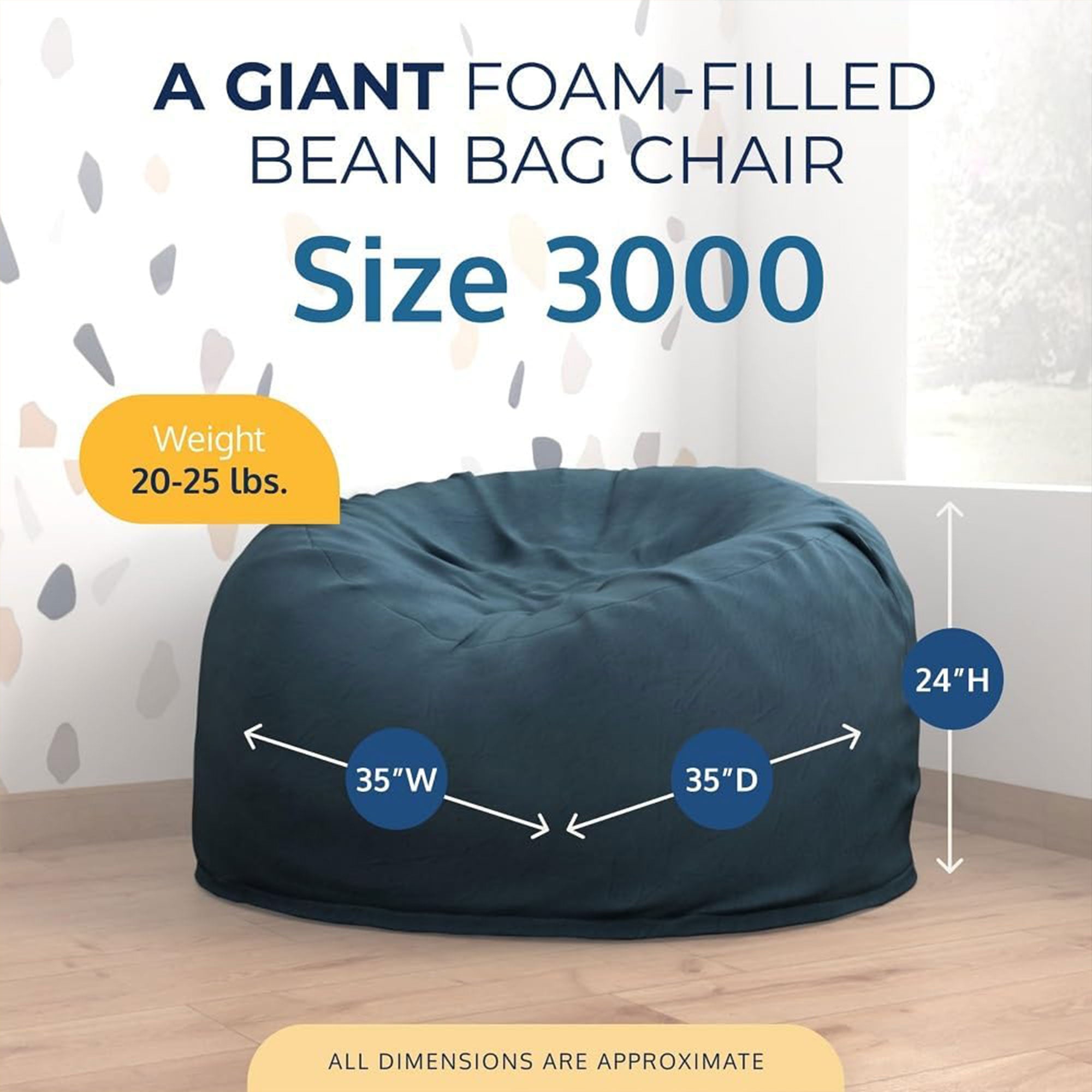 Ultimate Sack 3ft Bean Bag Chair, Oversized Indoor Comfy Lounger (Open Box) - VMInnovations
