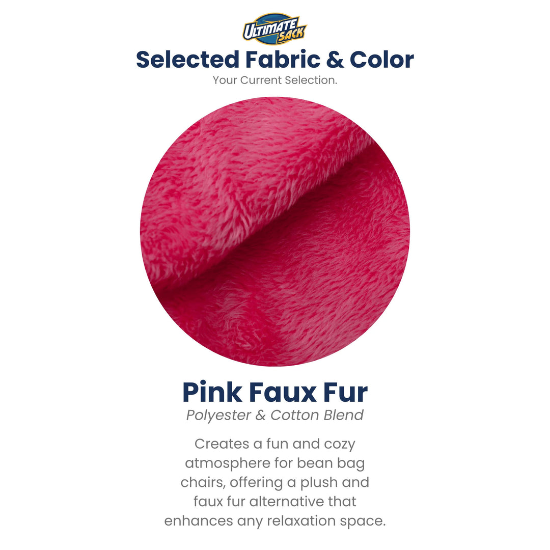 Ultimate Sack 3ft Bean Bag Chair, Oversized Indoor Comfy Lounger, Pink Fur