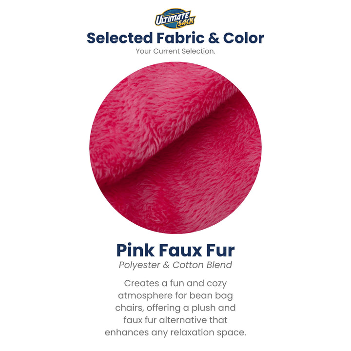 Ultimate Sack 3ft Bean Bag Chair, Oversized Indoor Comfy Lounger, Pink Fur