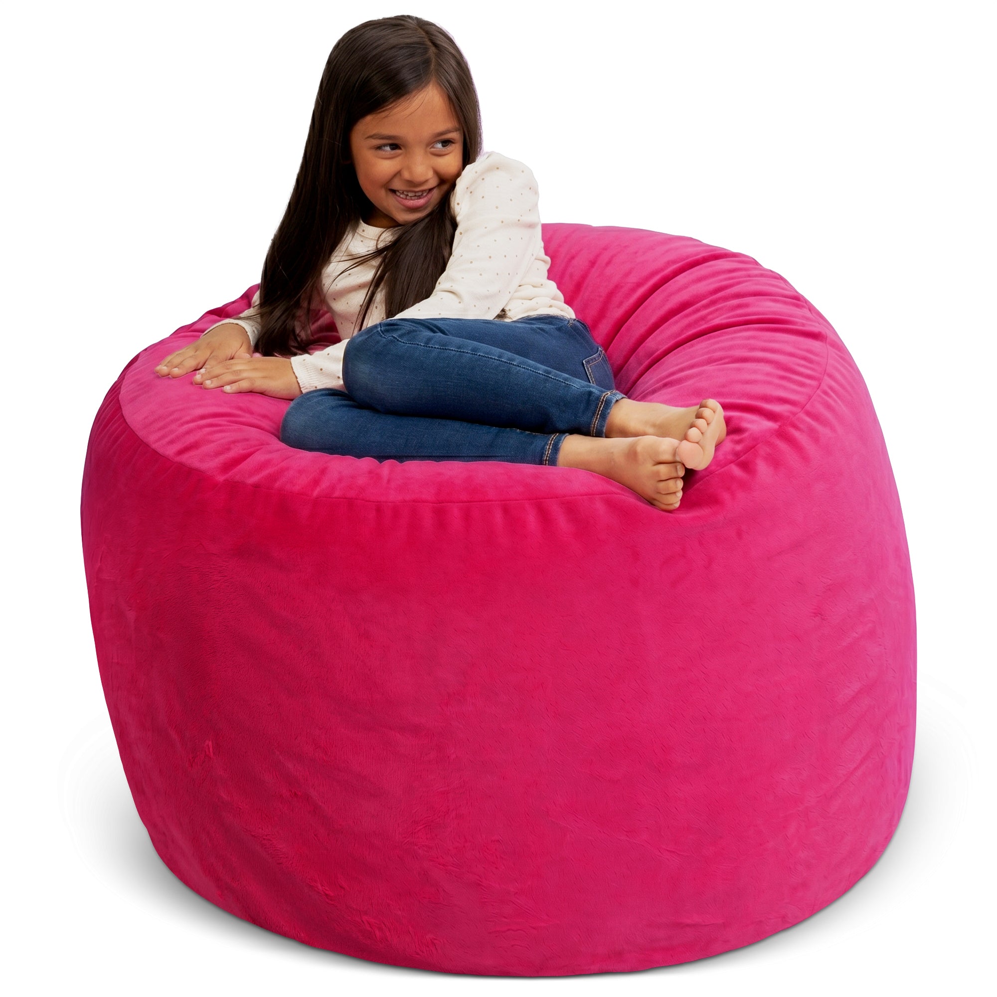 Ultimate Sack 3ft Bean Bag Chair, Oversized Indoor Comfy Lounger, Pink Fur