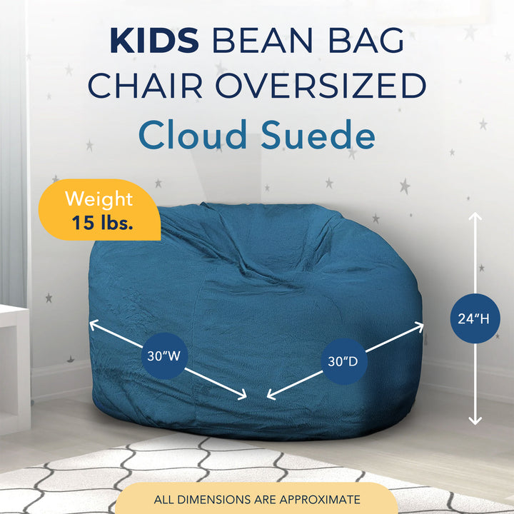 Ultimate Sack Kids Bean Bag Chair, Oversized Indoor Comfy Lounger, Cloud Suede - VMInnovations