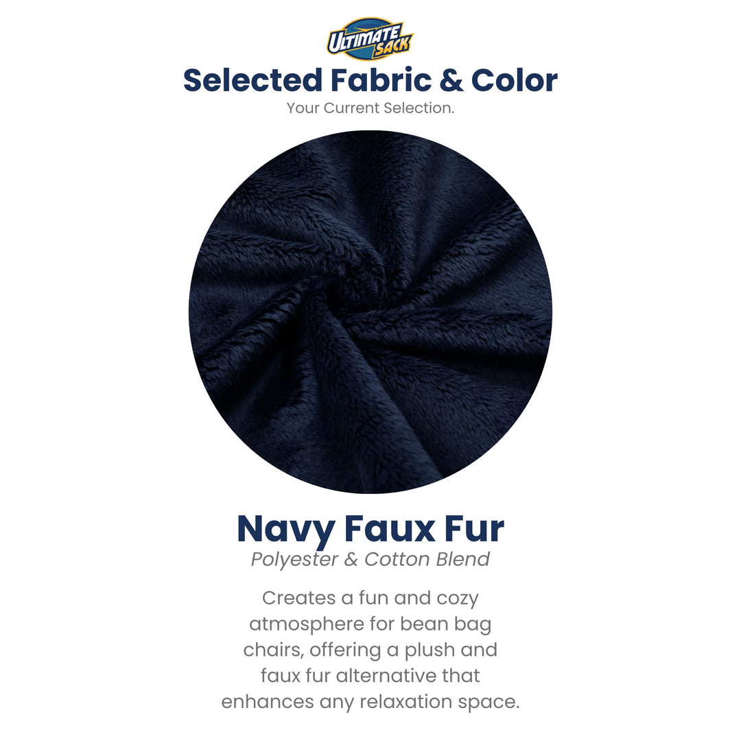 Ultimate Sack 6ft Bean Bag Chair, Oversized Indoor Comfy Lounger, Navy Fur