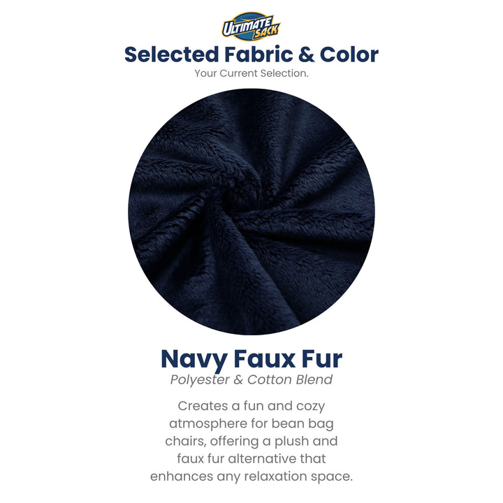 Ultimate Sack 6ft Bean Bag Chair, Oversized Indoor Comfy Lounger, Navy Fur