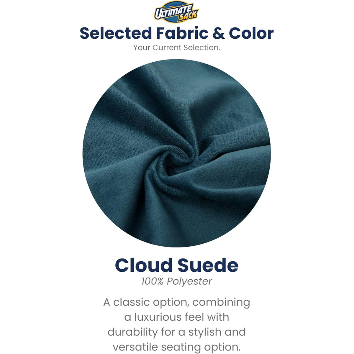 Ultimate Sack 6ft Bean Bag Chair and Footstool, Oversized Lounger, Cloud Suede - VMInnovations