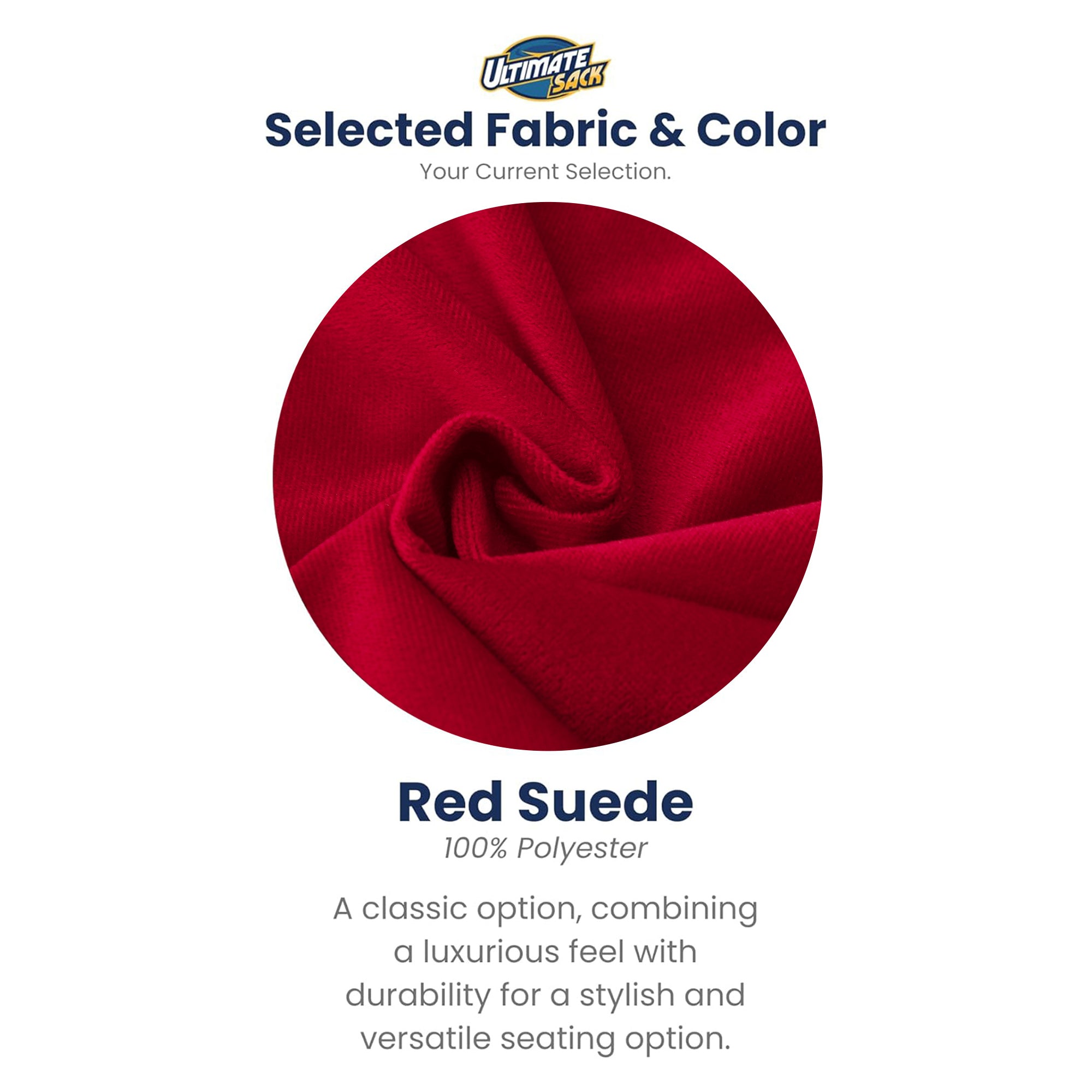 Ultimate Sack 6ft Bean Bag Chair, Oversized Indoor Comfy Lounger, Red Suede - VMInnovations