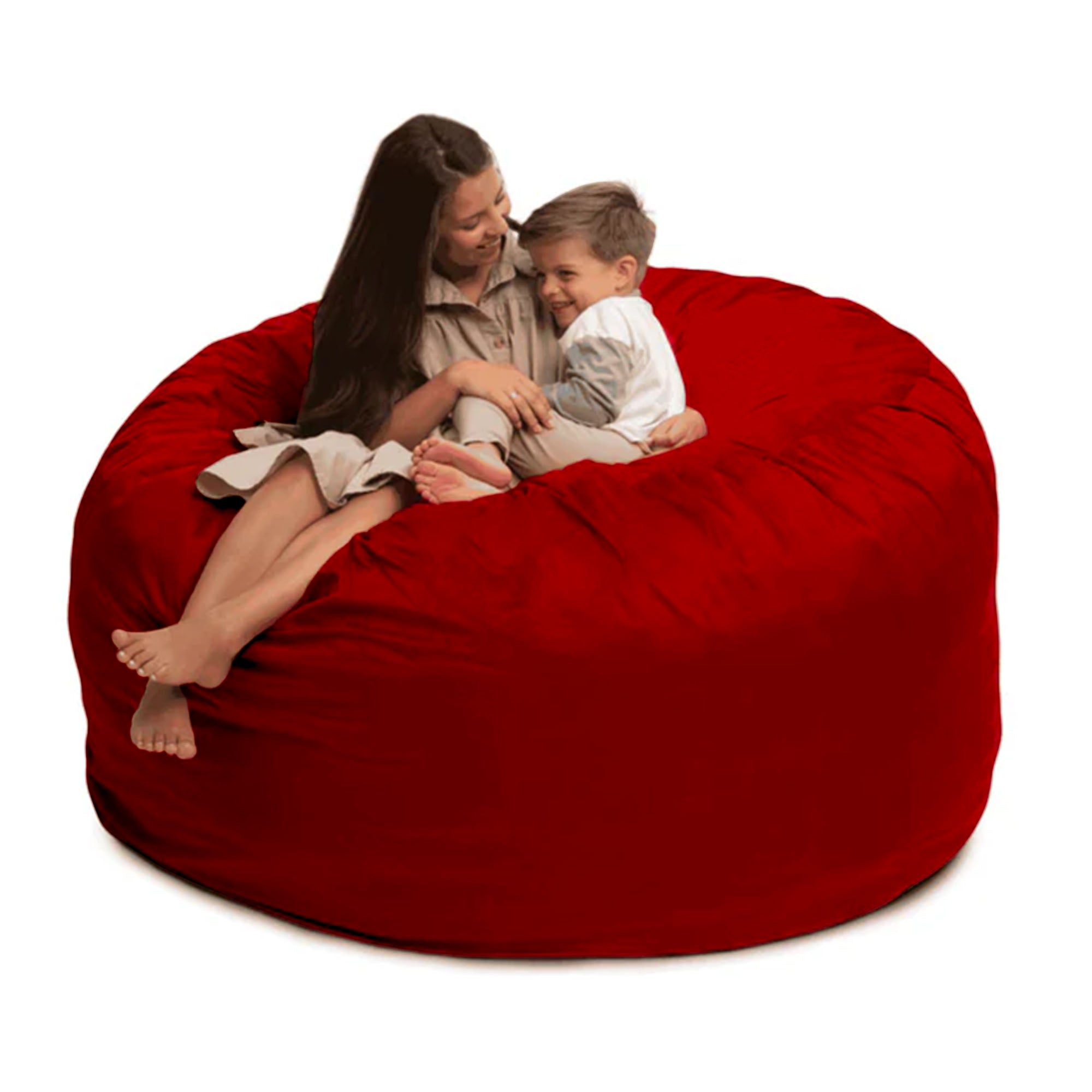 Ultimate Sack 6ft Bean Bag Chair, Oversized Indoor Comfy Lounger, Red Suede - VMInnovations