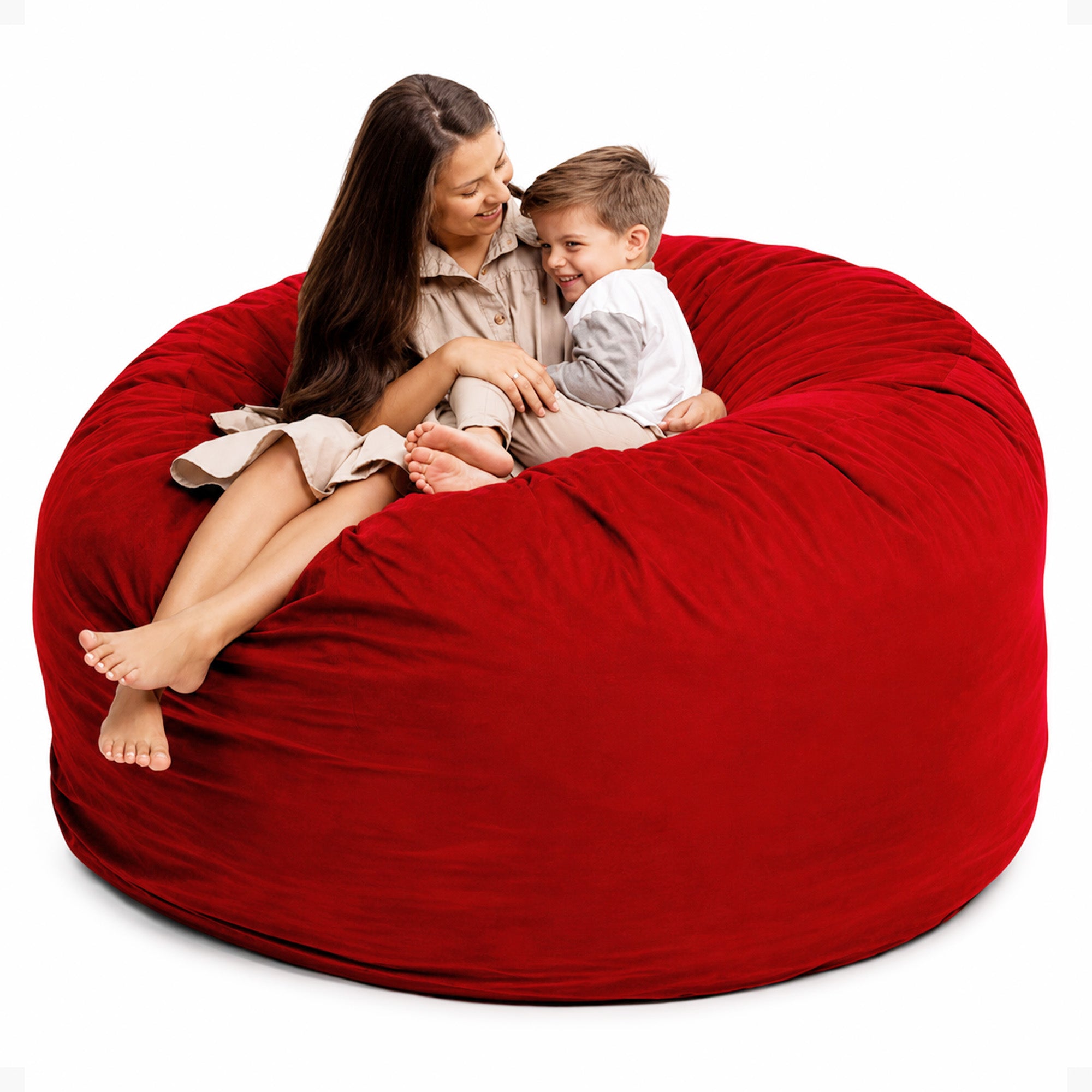 Ultimate Sack 6ft Bean Bag Chair, Oversized Indoor Comfy Lounger, Red Suede - VMInnovations