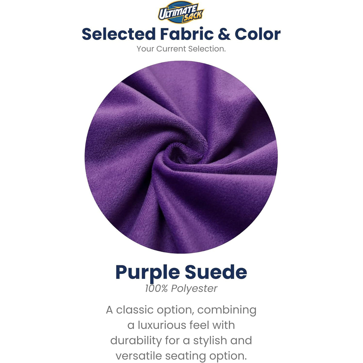 Ultimate Sack 4ft Bean Bag Chair and Footstool, Oversized Lounger, Purple Suede