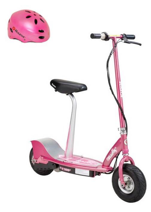 Razor E300S Seated Electric Sweet Pea Scooter & Youth Helmet - Pink