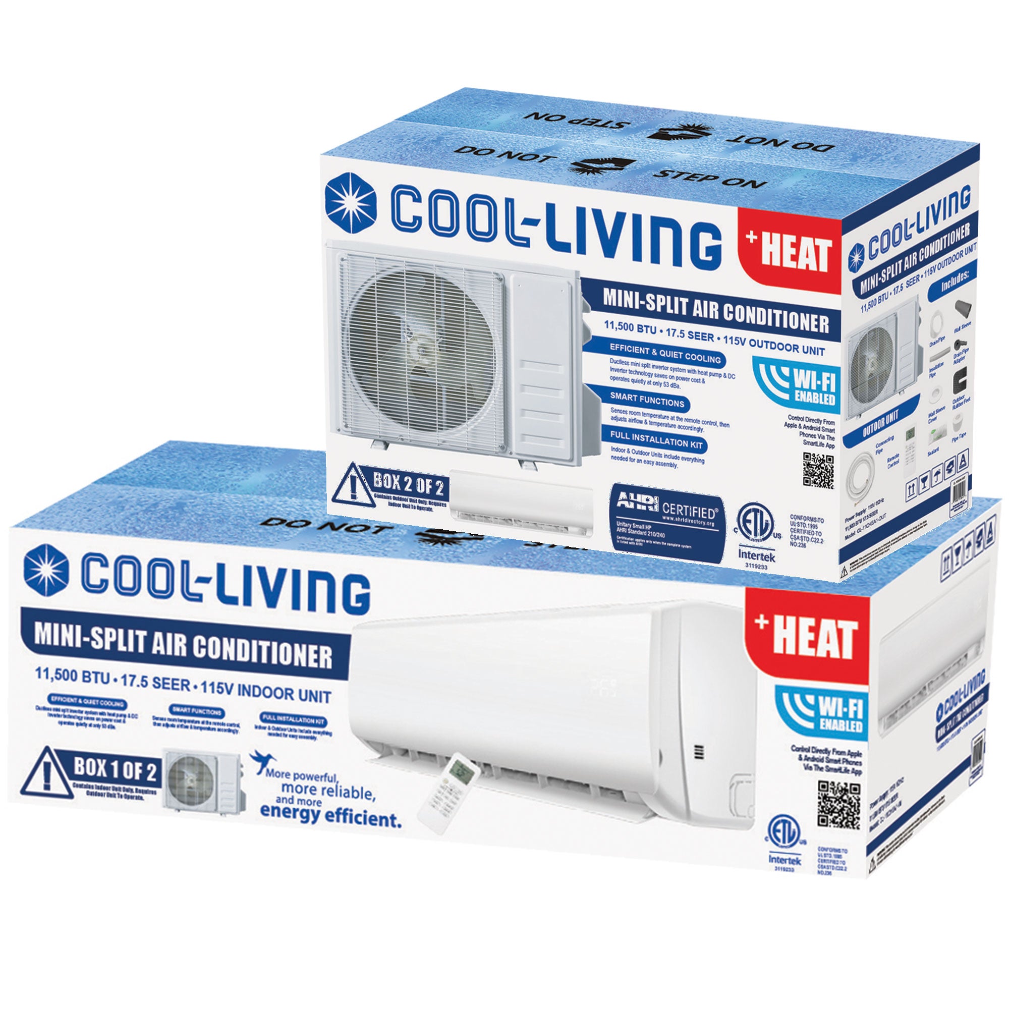 Cool-Living 11000 BTU Mini Split Air Conditioner with WiFi & Remote, 550 sq ft