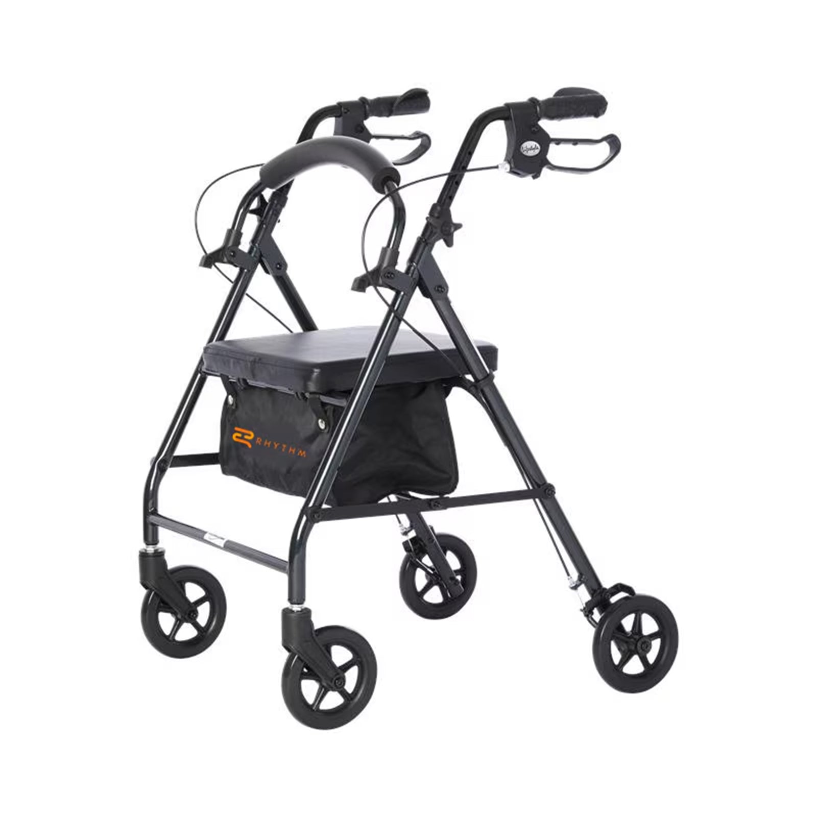 Rhythm Healthcare Royal Aluminum Rollator Lightweight 4 Wheel Walker Seat, Grey - VMInnovations