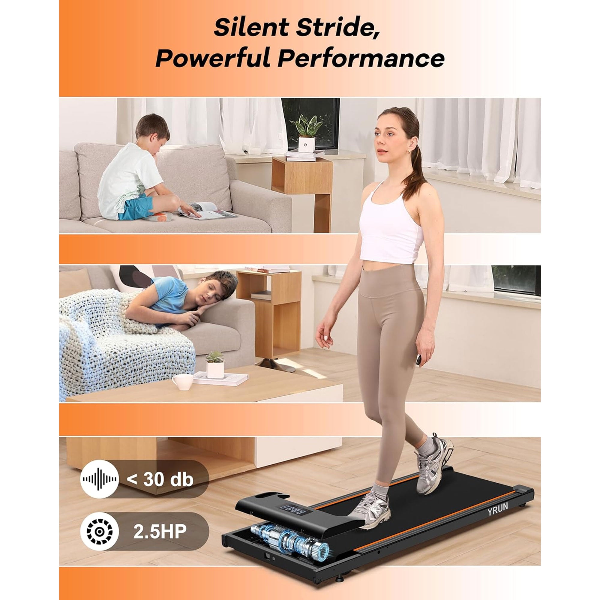 YRUN Walking Pad Under Desk Treadmill, Portable Exercise Machine w/ Remote(Used) - VMInnovations