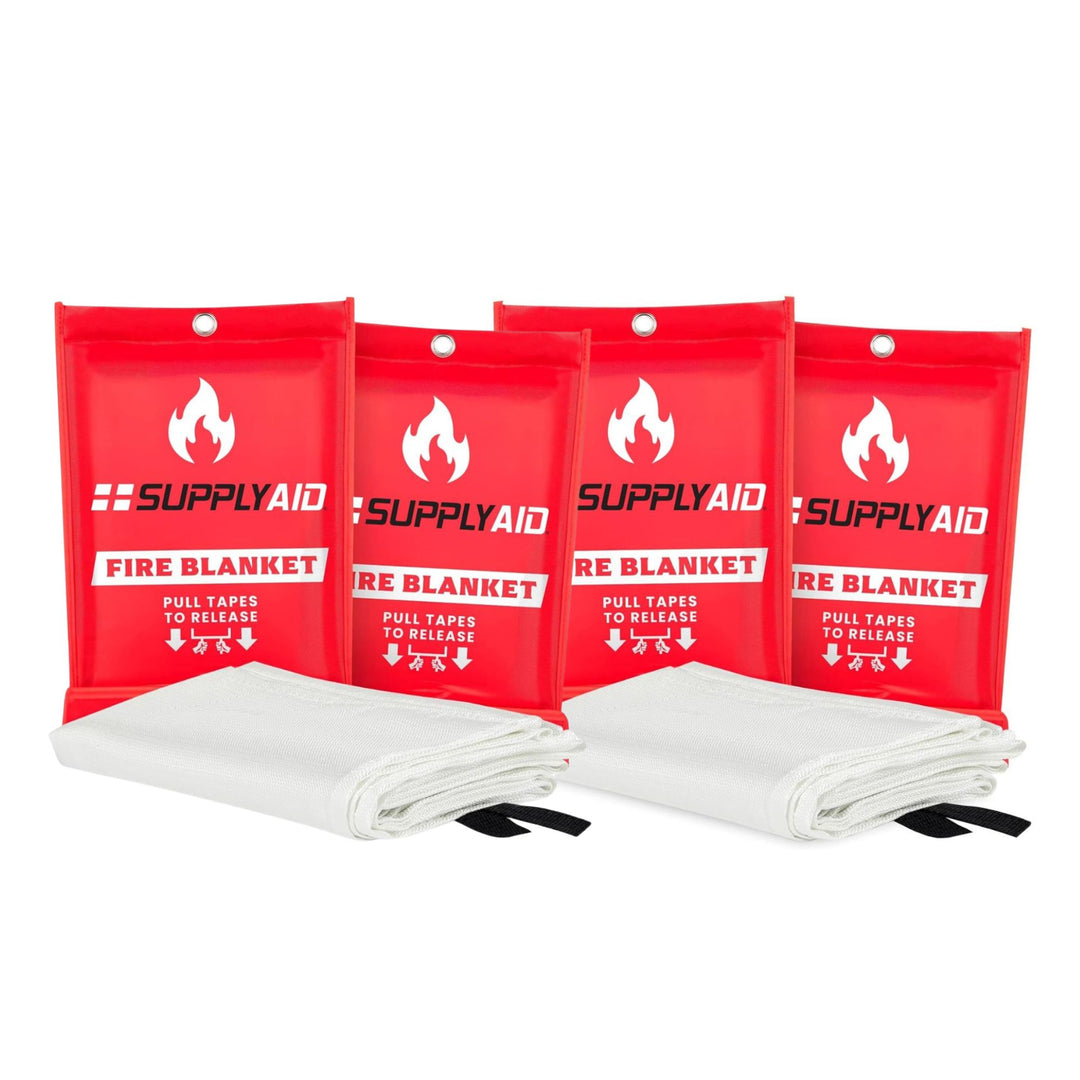 SupplyAID 4 Pack Emergency Fire Blanket for Camping and Safety Supplies, White - VMInnovations