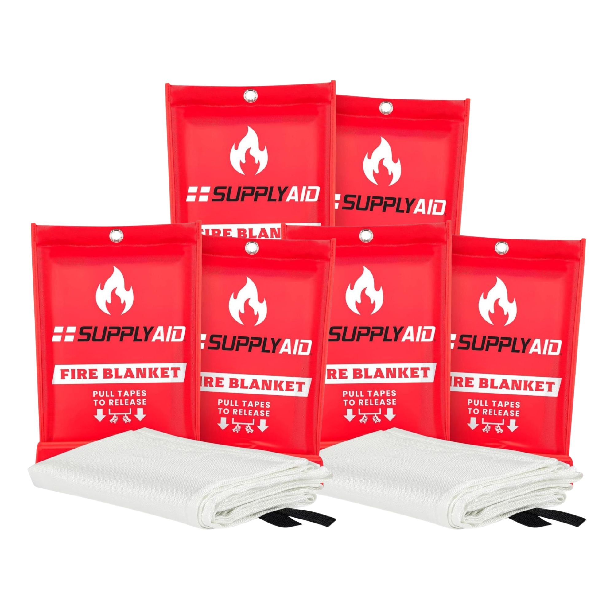 SupplyAID 6 Pack Emergency Fire Blanket for Camping and Safety Supplies, White