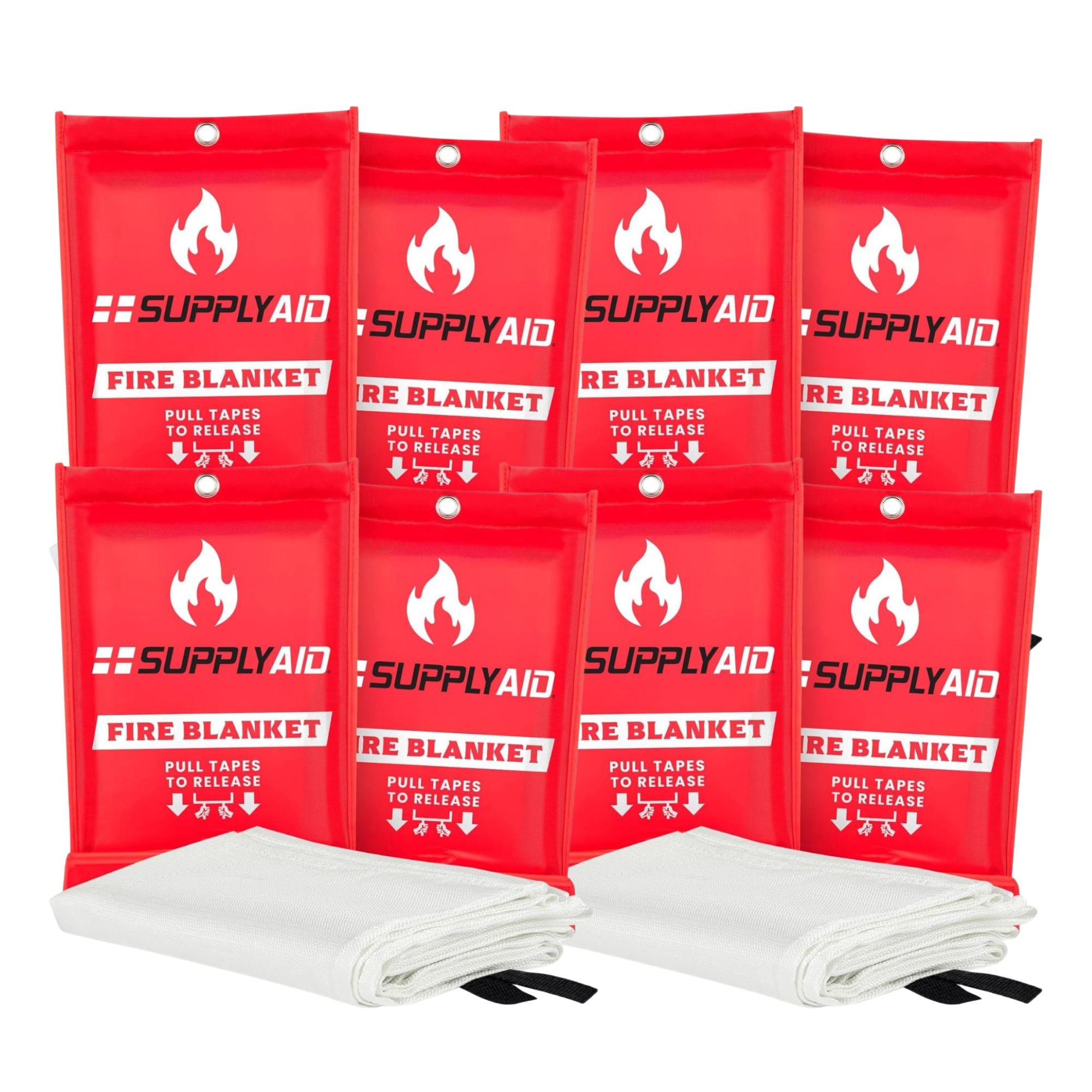 SupplyAID 8 Pack Emergency Fire Blanket for Camping and Safety Supplies, White - VMInnovations