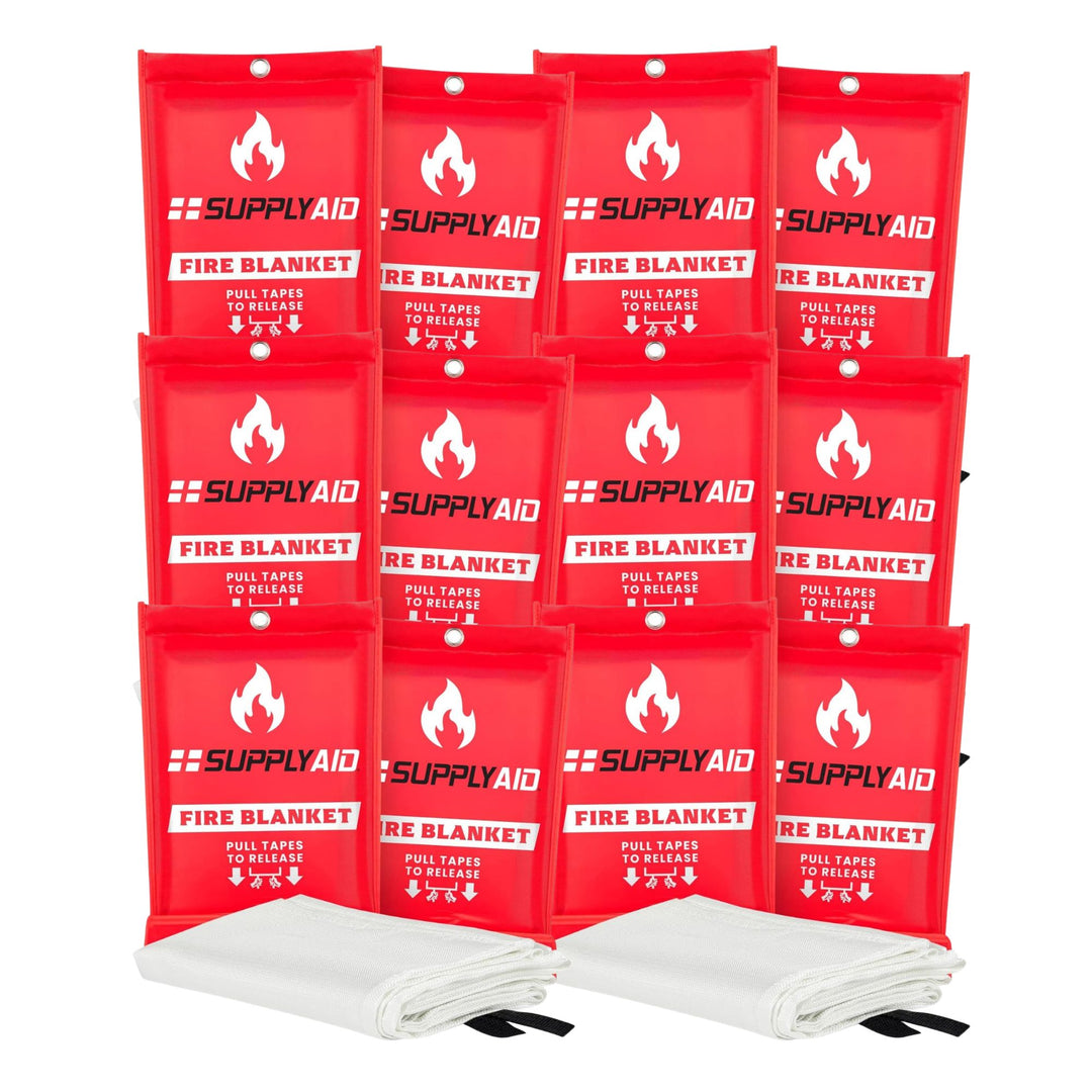 SupplyAID 12 Pack Emergency Fire Blanket for Camping and Safety Supplies, White - VMInnovations