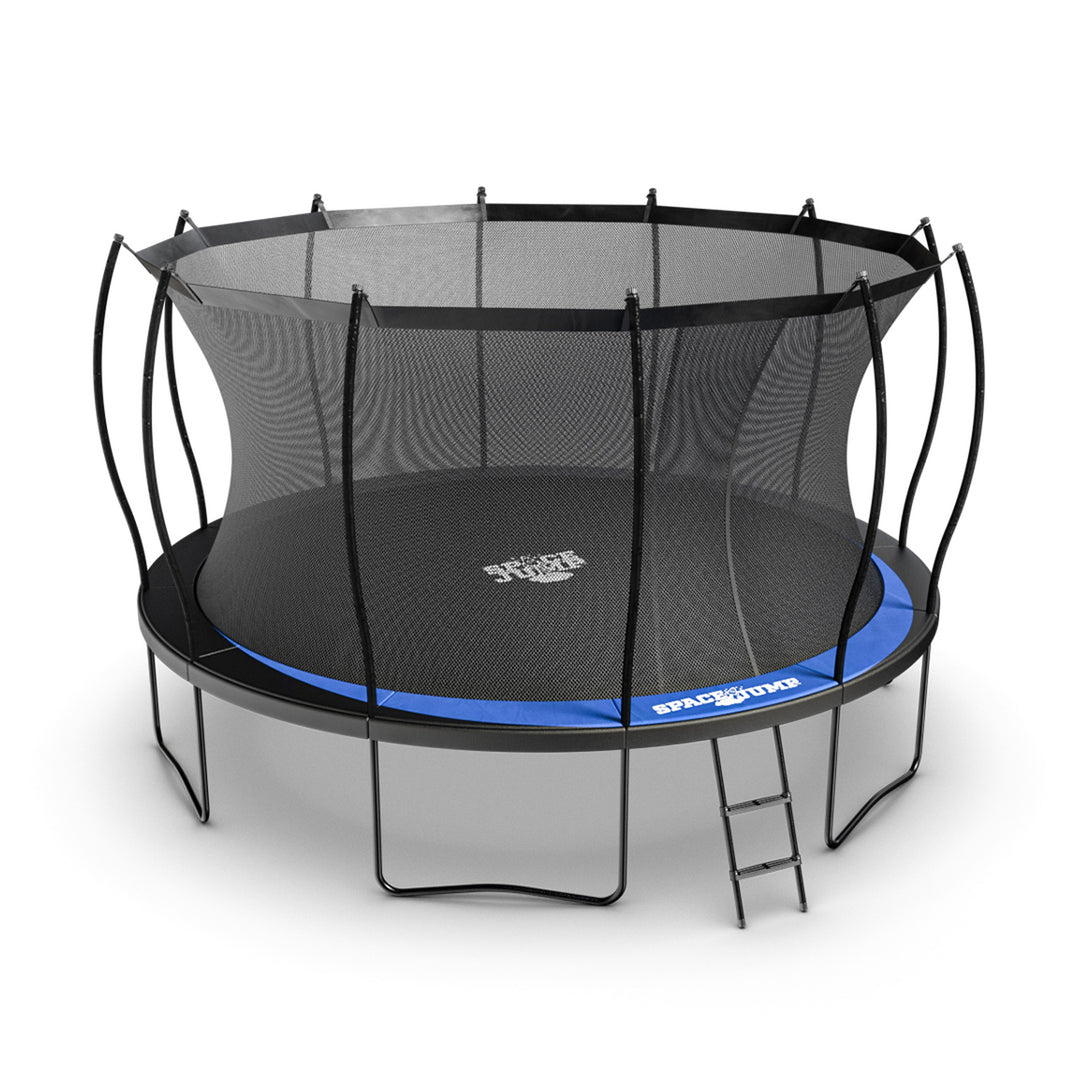 SpaceJump Lunar 14' Trampoline, Outdoor Bouncer with Net and Eclipse Sun Shade