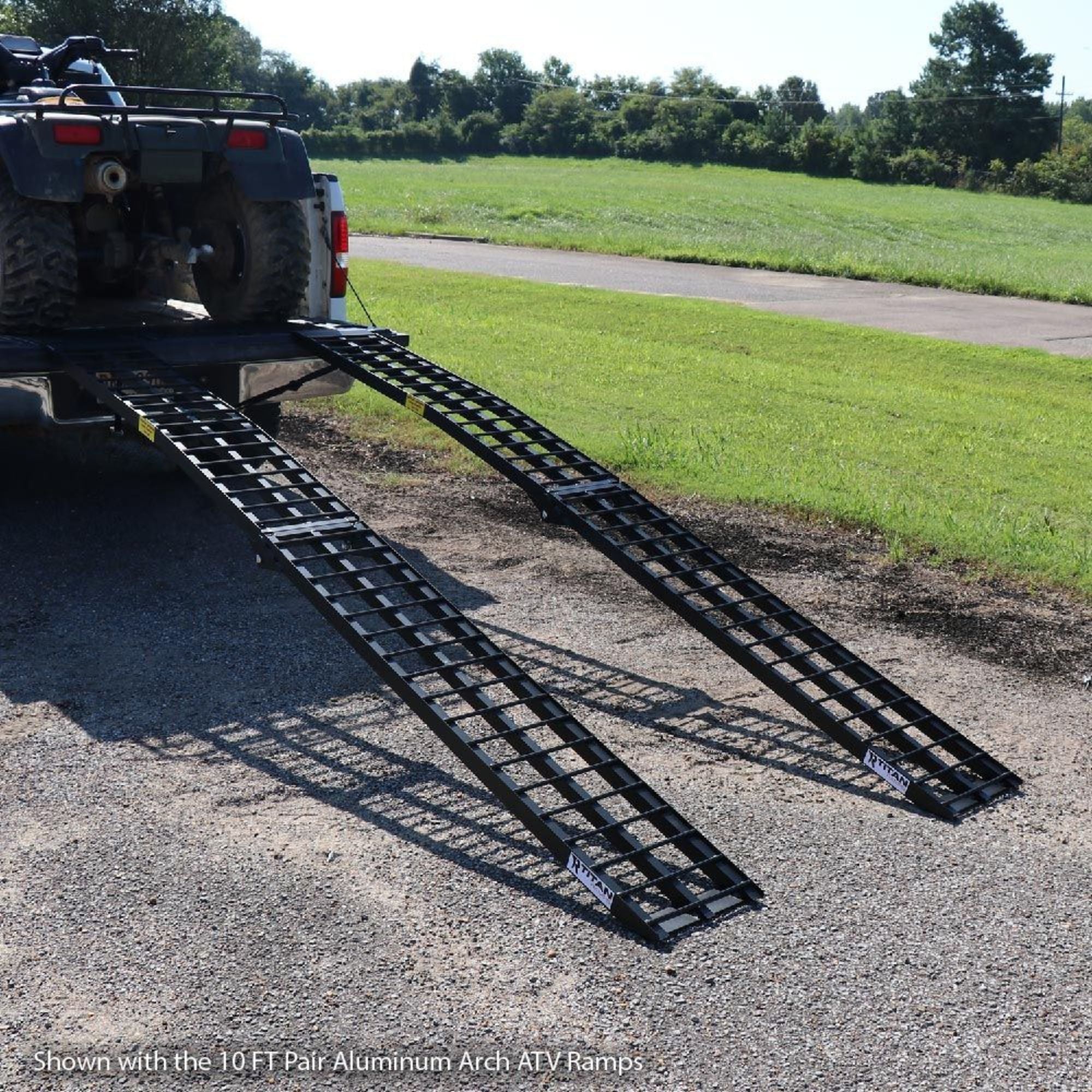 Titan Ramps 2 Pack 8’ Folding ATV Loading Ramps Arched Aluminum Design (Used) - VMInnovations