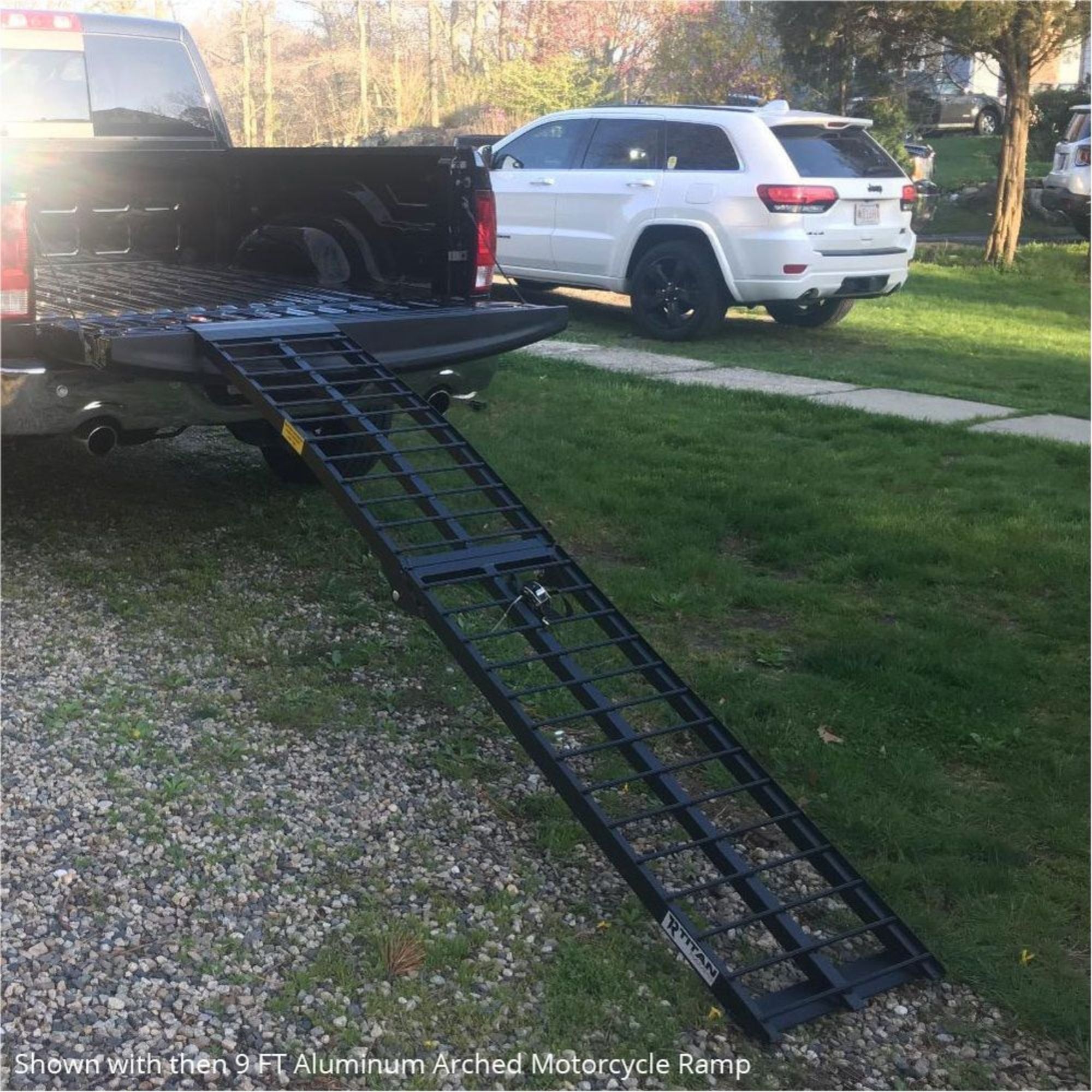 Titan Ramps 10' Folding Motorcycle Loading Ramp Arched Aluminum Design, Black