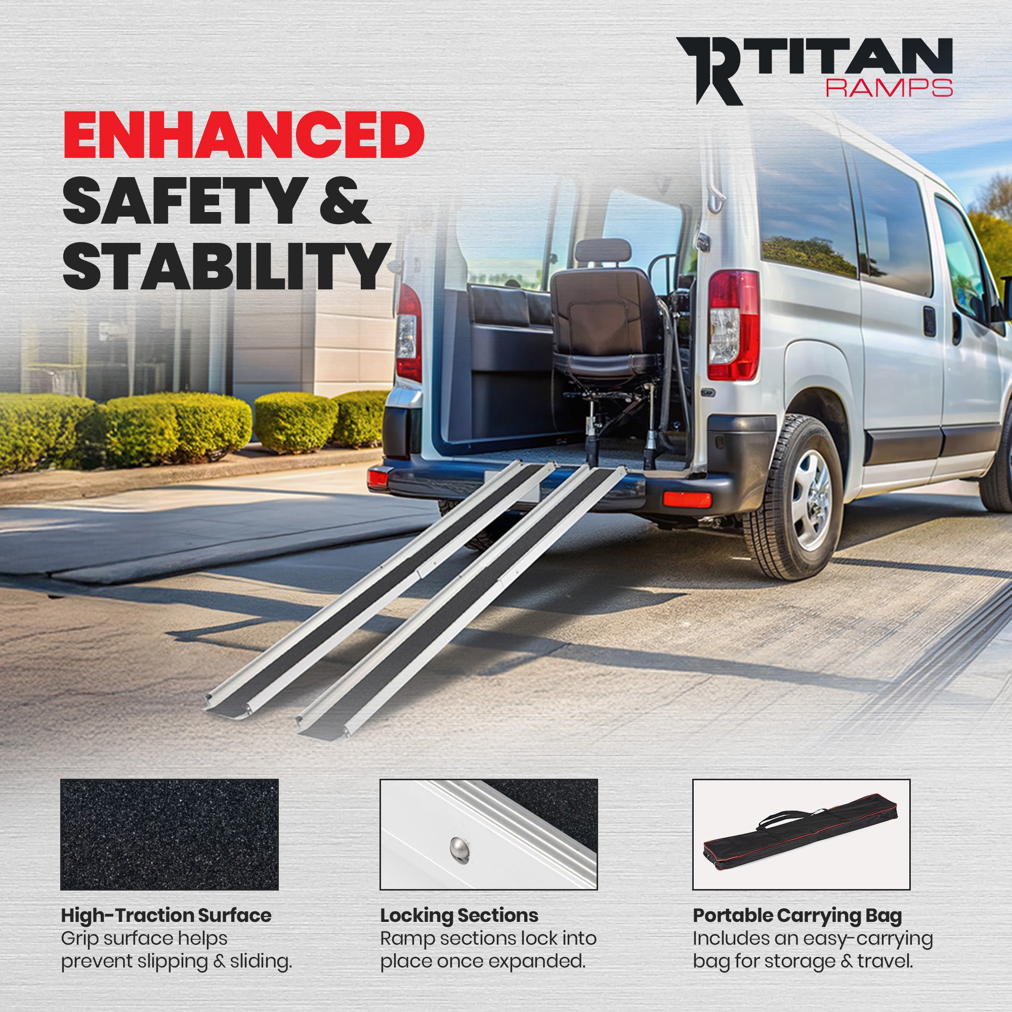 Titan Ramps 4' to 7' Telescoping Aluminum Wheelchair Ramp with 600 lb. Capacity