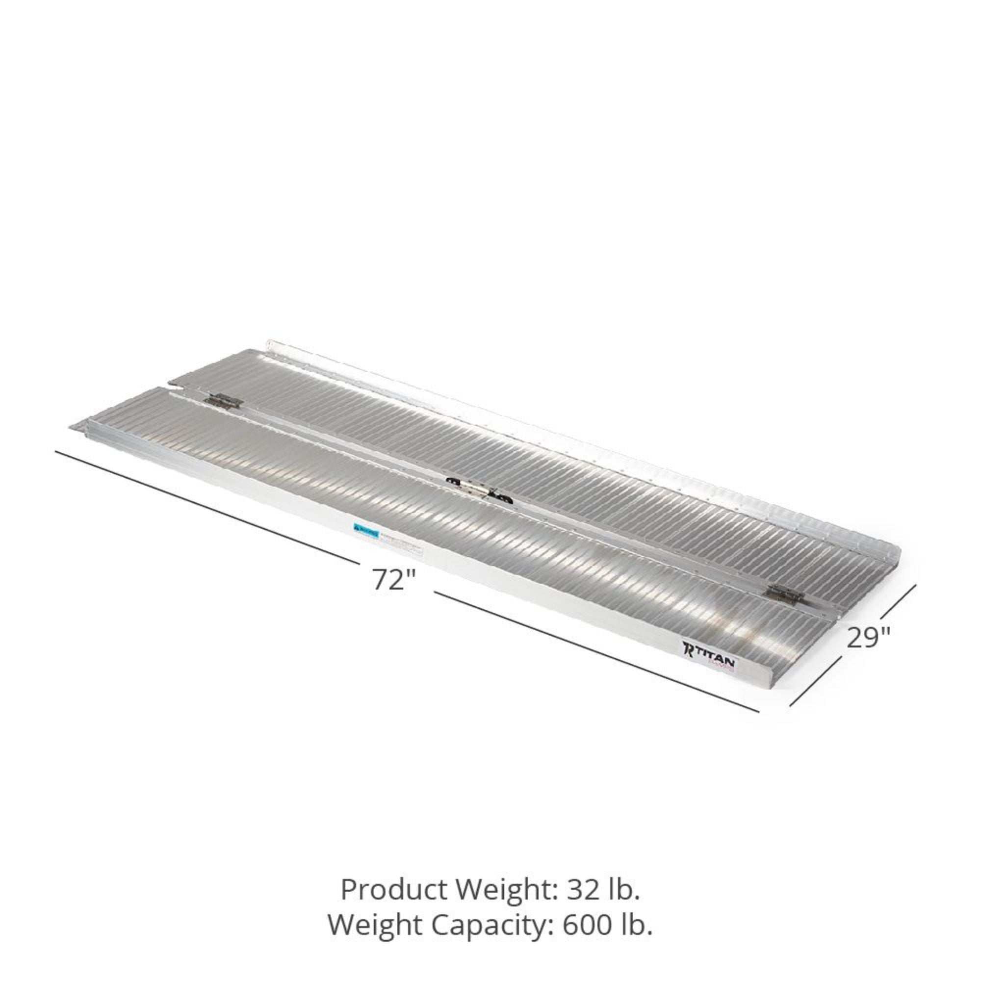 Titan Ramps 6 Foot Single-Fold Aluminum Wheelchair Ramp, 600 Pound Capacity - VMInnovations