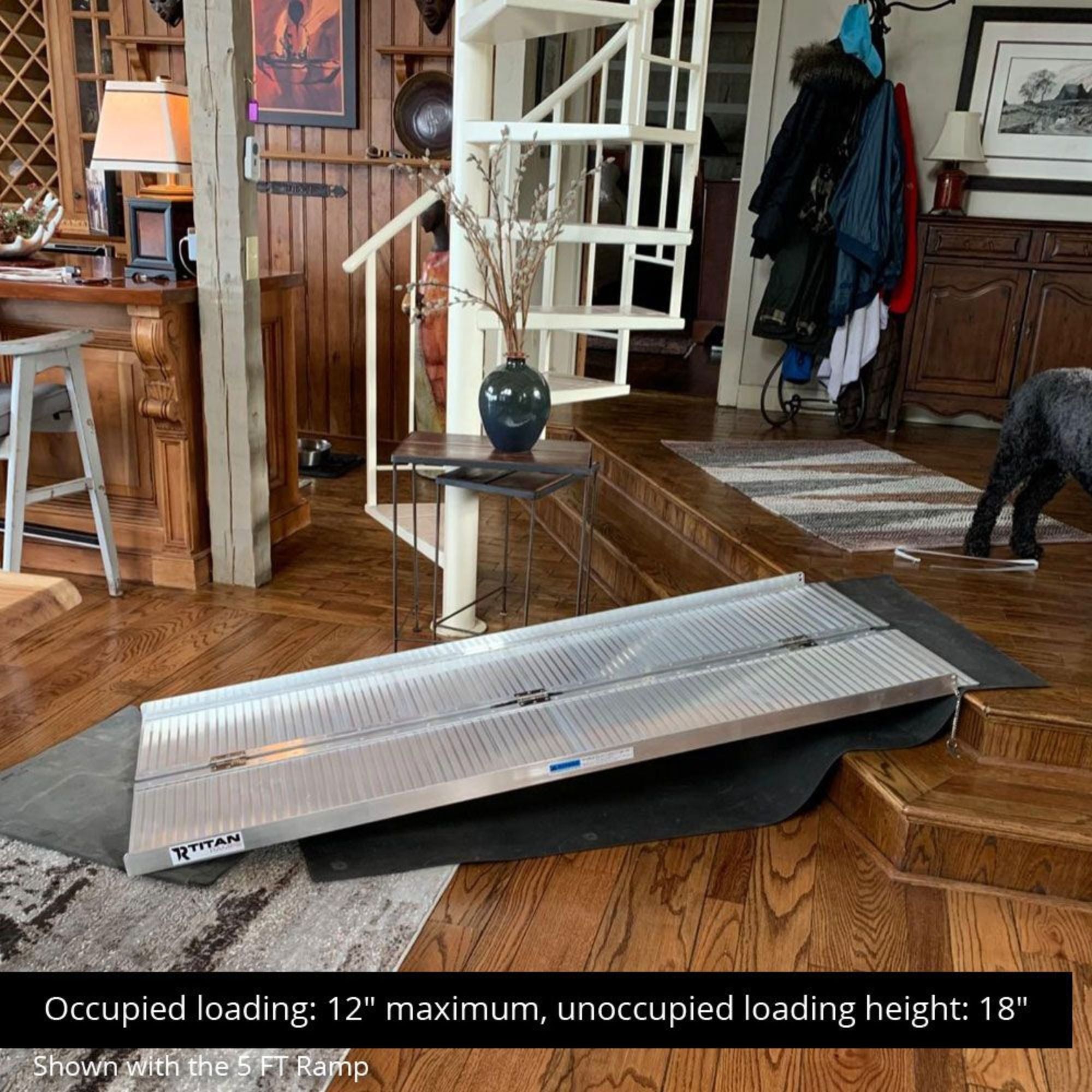 Titan Ramps 6 Foot Single-Fold Aluminum Wheelchair Ramp, 600 Pound Capacity