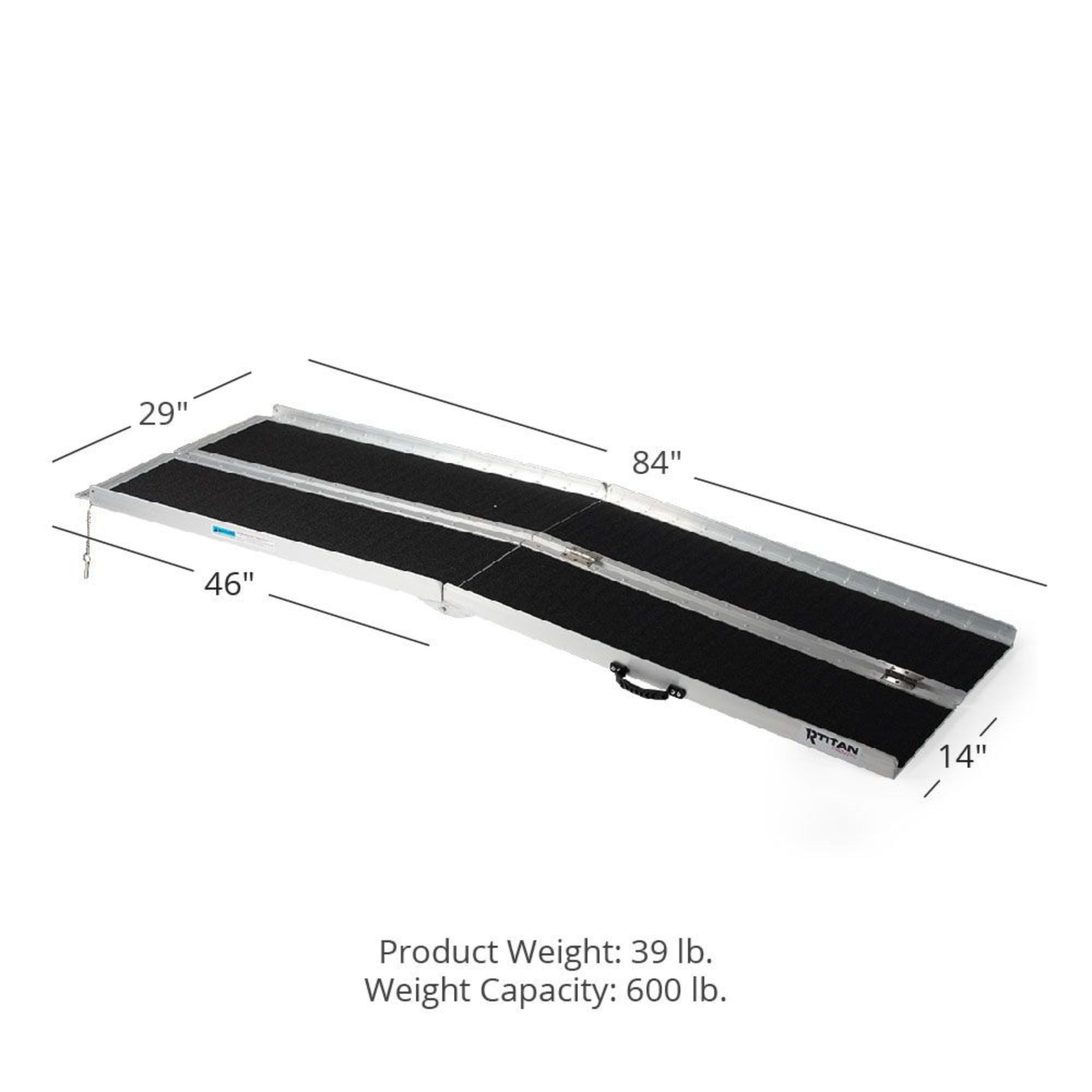 Titan Ramps 7 Foot Multi-Fold Grip Aluminum Wheelchair Ramp, 600 Pound Capacity