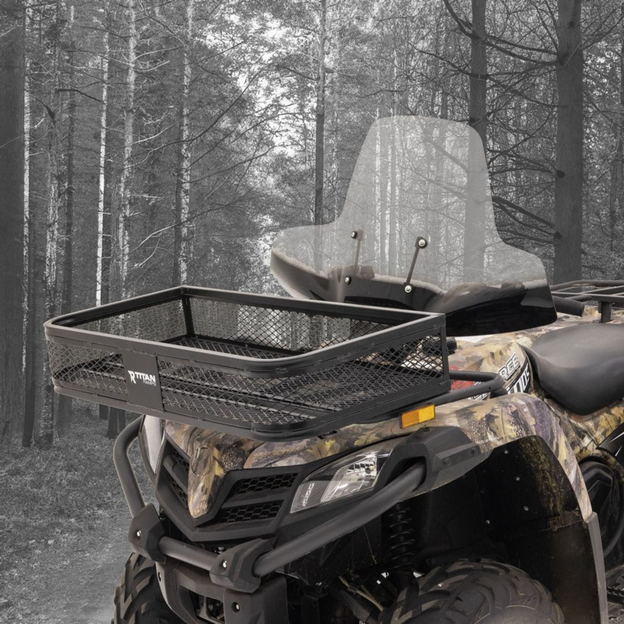Titan Ramps Universal ATV/UTV Front Cargo Basket Rack with 100 Pound Capacity