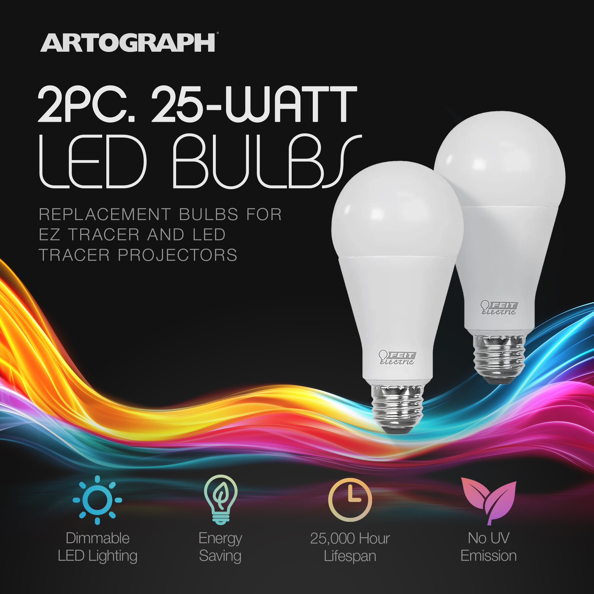 Artograph 2 Pack 25W LED Bulbs EZ Tracer LED Tracer Projector, Bulbs Only, White