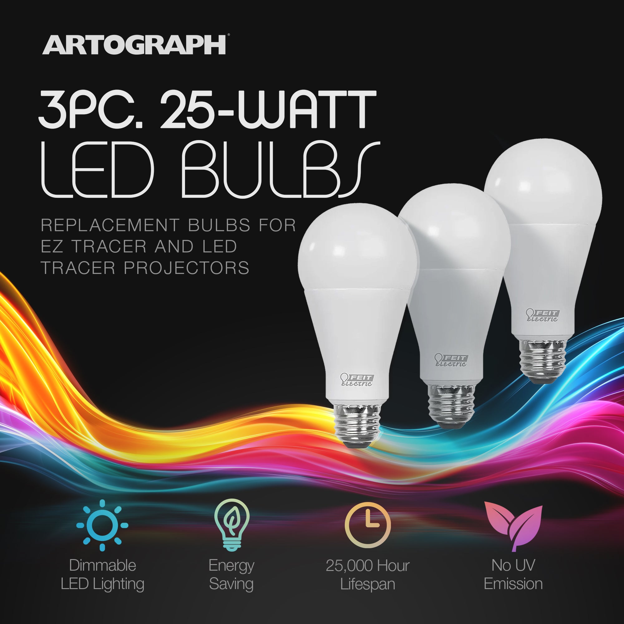 Artograph 3 Pack 25W LED Bulbs EZ Tracer LED Tracer Projector, Bulbs Only, White - VMInnovations