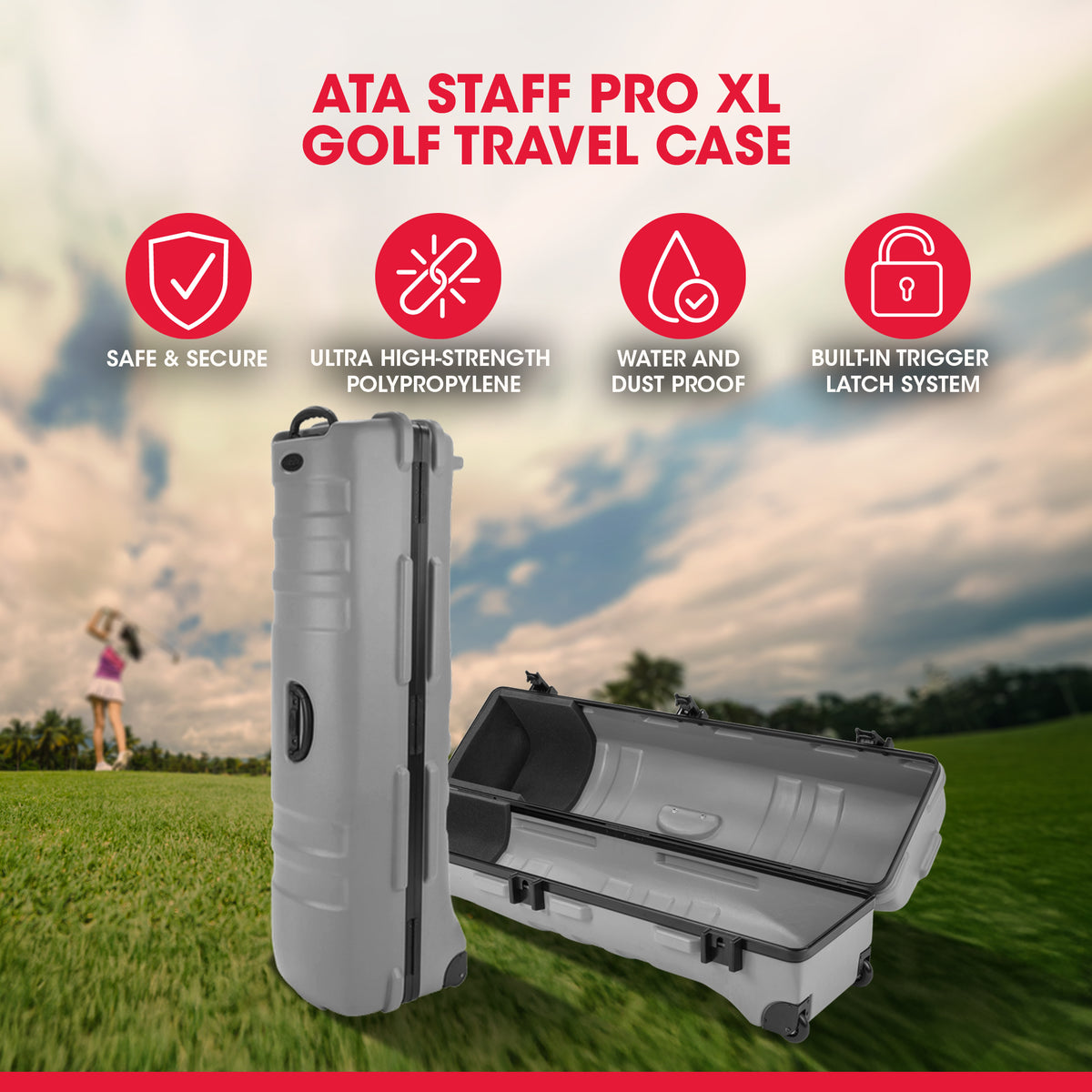 SKB Cases ATA Staff Pro XL Hard Plastic Storage Wheeled Golf Case (Open Box) - VMInnovations