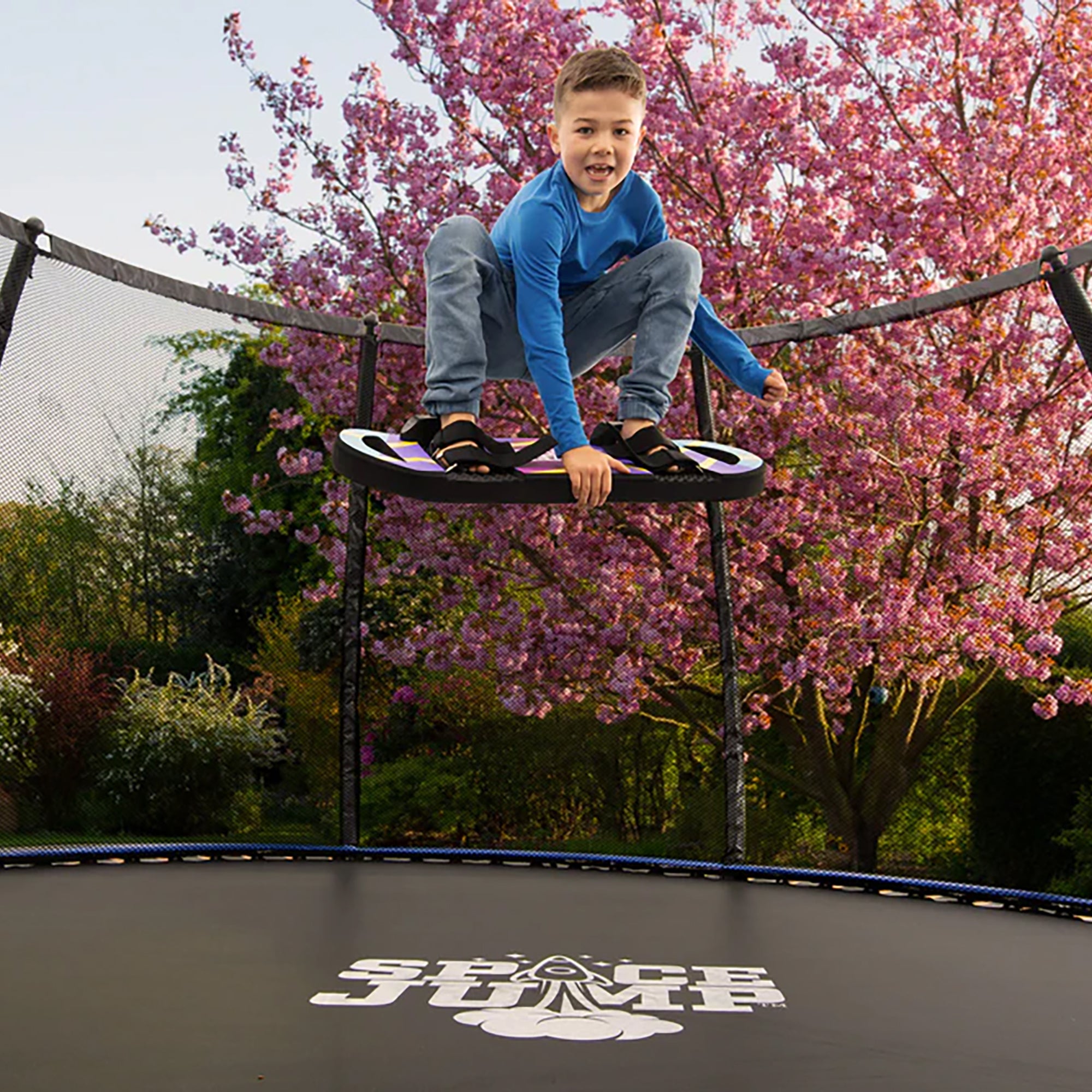 SpaceJump HoverBoard Foam Trampoline Attachment Trick Board, Straps, Multicolor - VMInnovations