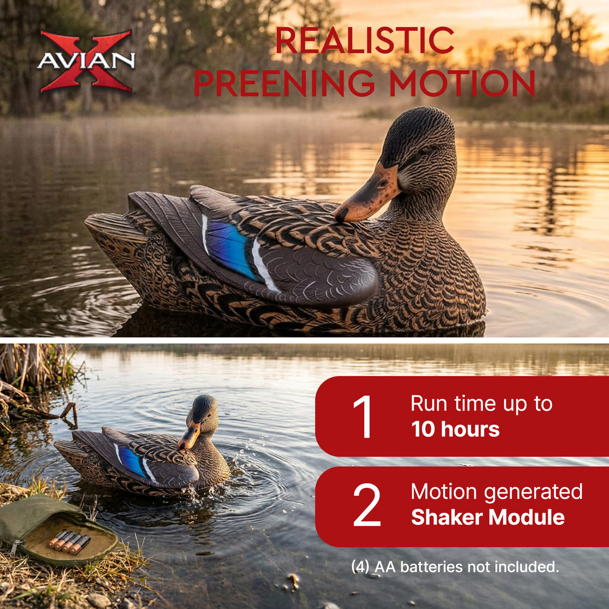 Avian X Power Shaker Motion Mallard Hen Preener Decoy, Mimic Realistic Motion