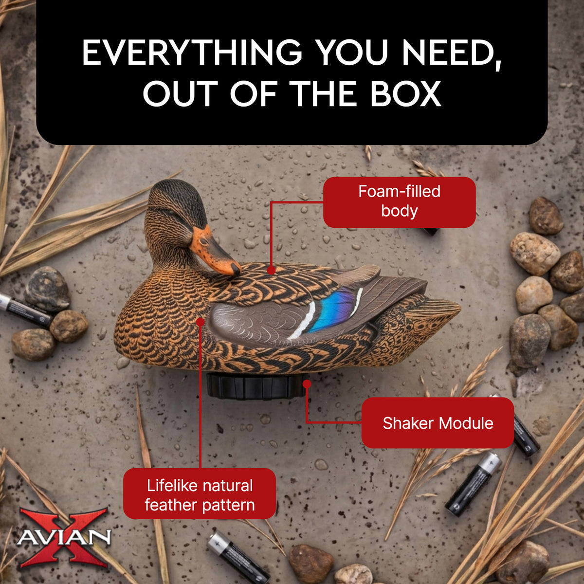 Avian X Power Shaker Motion Mallard Hen Preener Decoy, Mimic Realistic Motion - VMInnovations