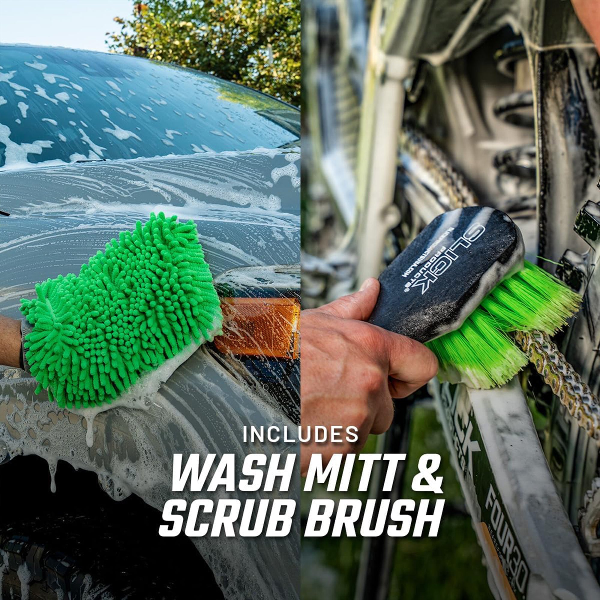 Slick Products 11-Piece Off-Road Car Wash and Detailing Kit, Towel & Scrub Brush - VMInnovations