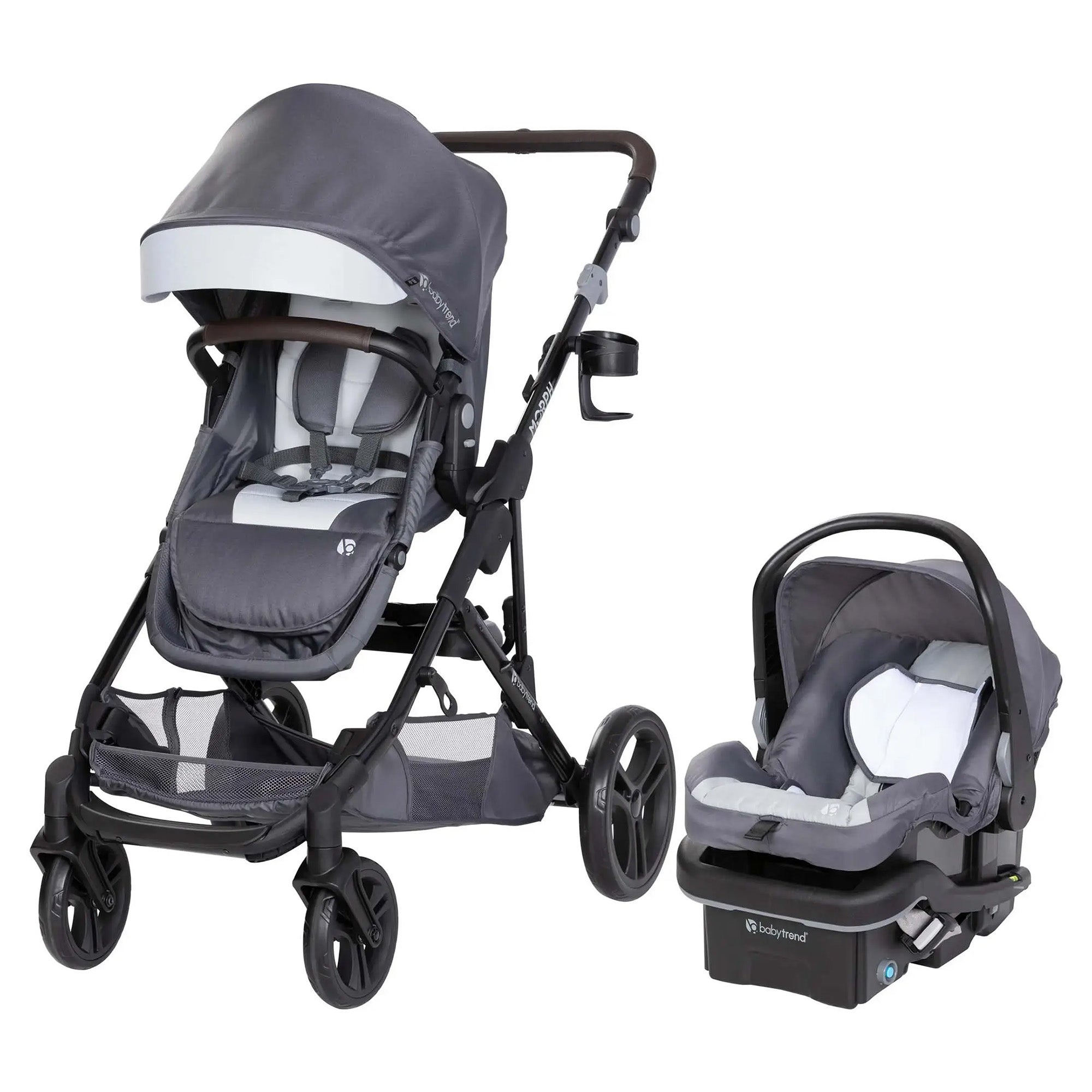 Baby Trend Morph Single to Double Modular Travel System and Car Seat, Dash Grey - VMInnovations