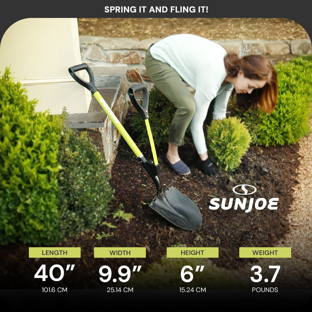 Sun Joe 9“ Digging Shovel, Assist Handle, Shovelution, Black/Green, SJ-SHLV07 - VMInnovations