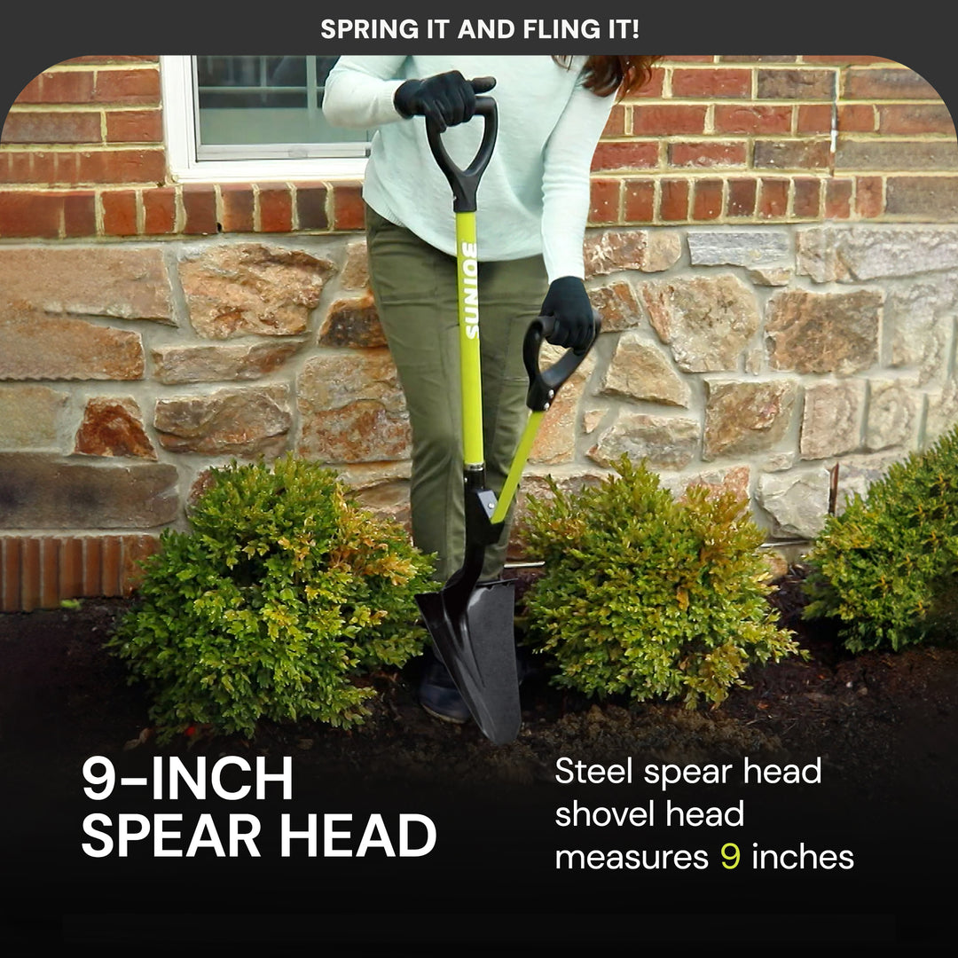 Sun Joe 9“ Digging Shovel, Assist Handle, Shovelution, Black/Green, SJ-SHLV07 - VMInnovations