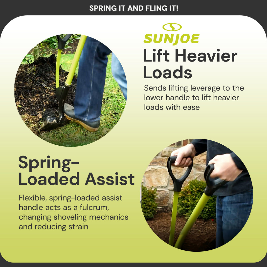 Sun Joe 9“ Digging Shovel, Assist Handle, Shovelution, Black/Green, SJ-SHLV07 - VMInnovations